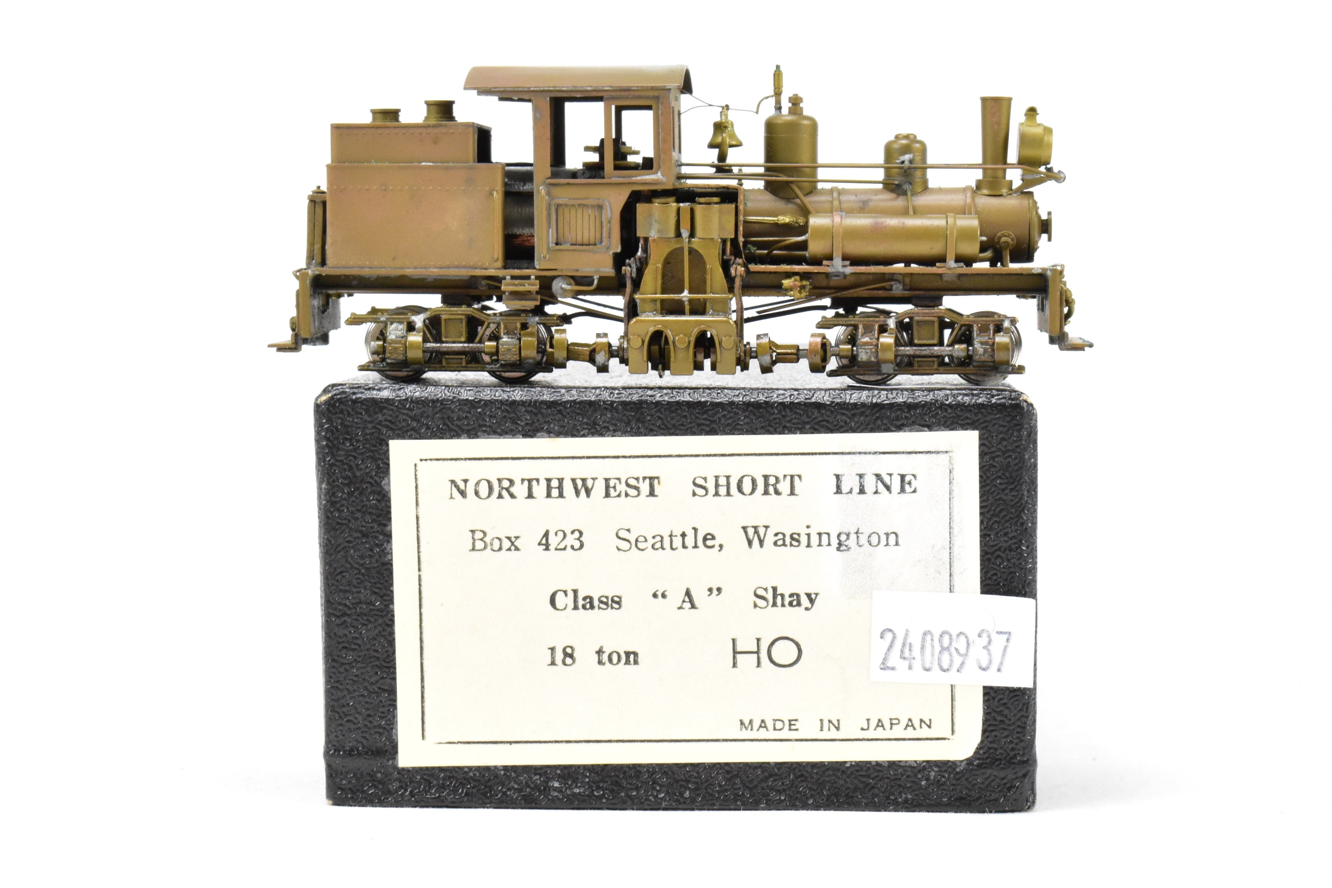 HO Scale Brass Model - Northwest Short Line (NWSL) Class A Shay 18 Ton 2 - truck Locomotive for Various Roads