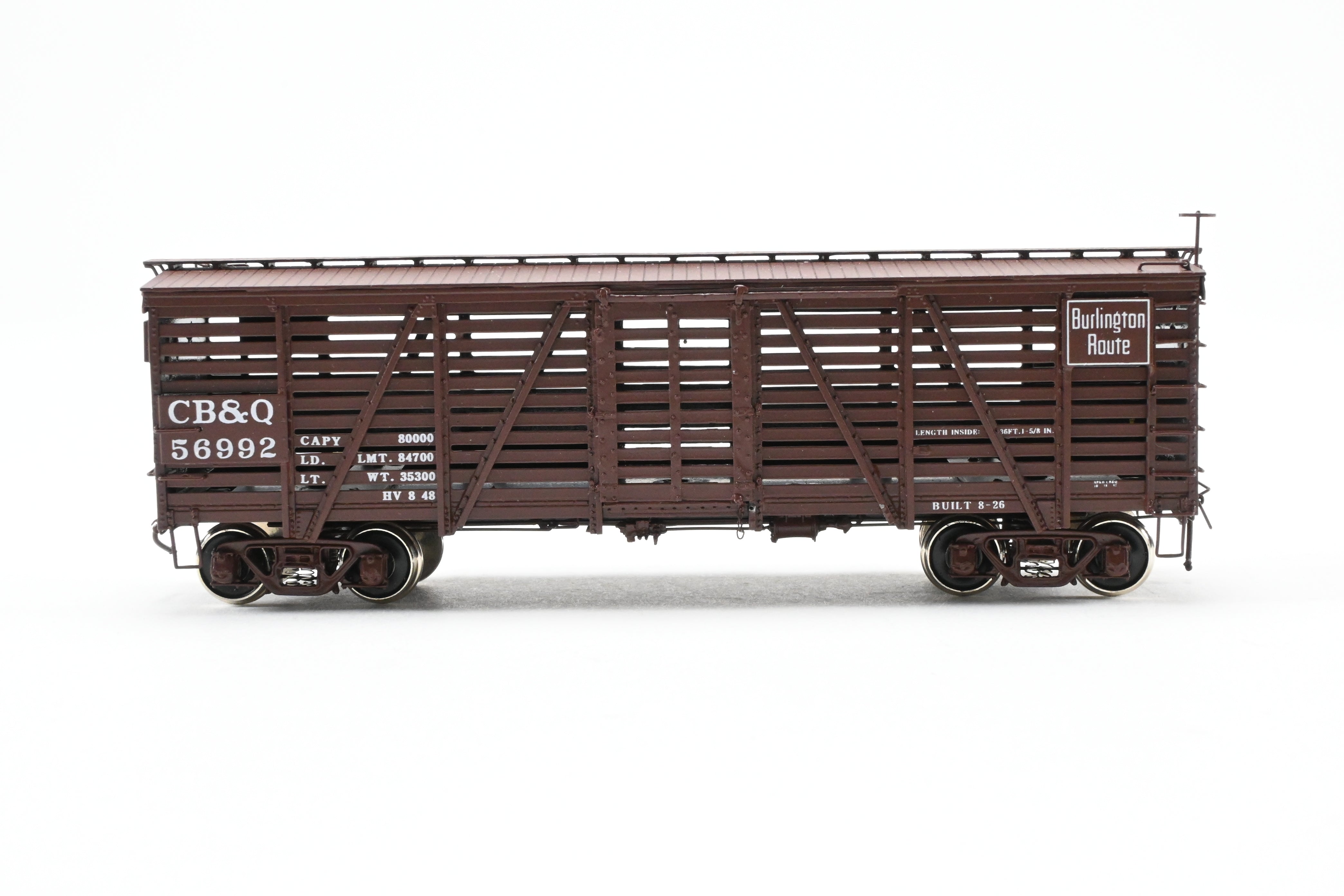 HO Scale Brass Challenger Imports CIL CB&Q - Burlington Route Class SM - 18 36 - Foot Stock Car Freight Product No. 56992