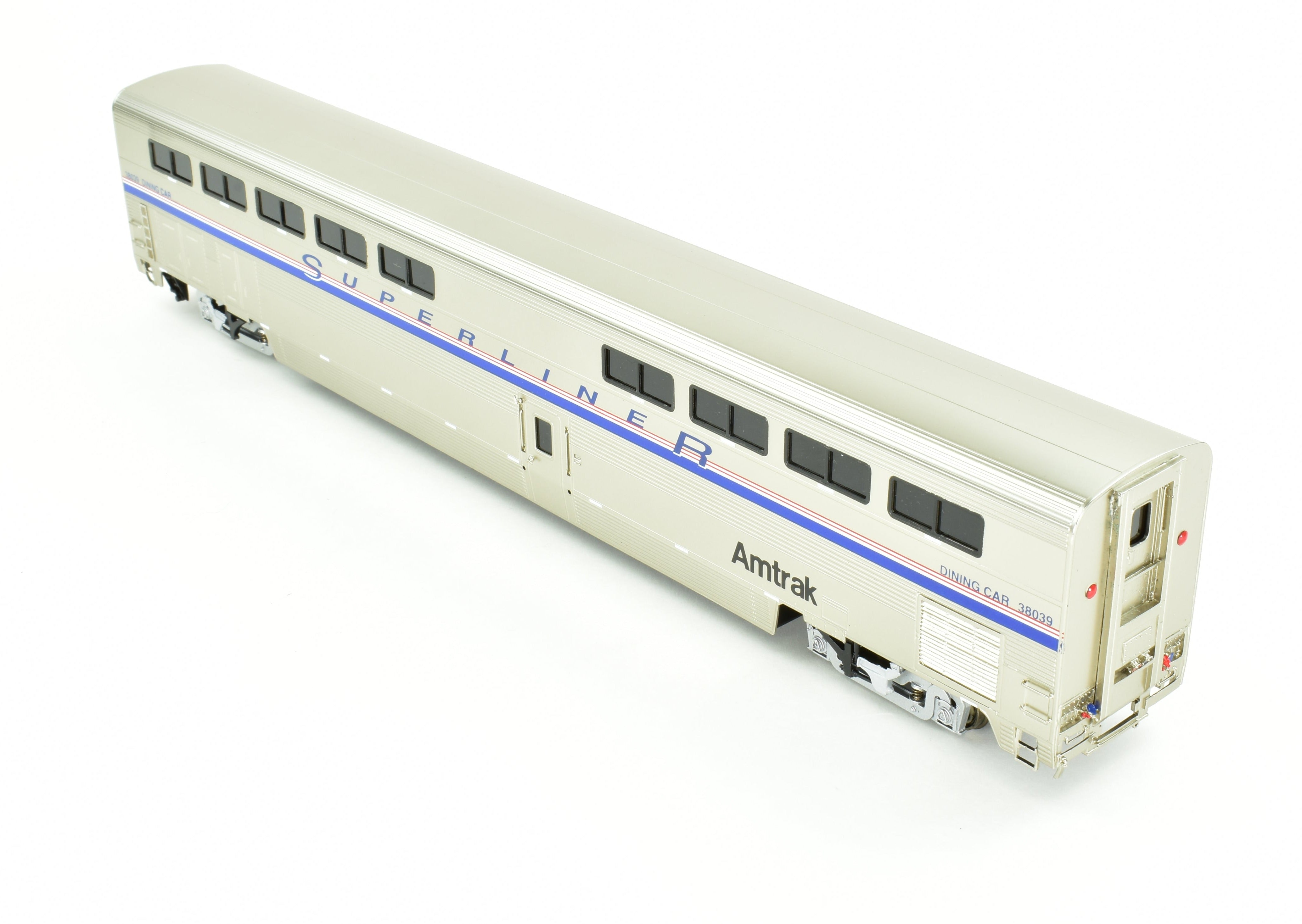 HO Scale Brass Model Train CON OMI - Overland Models, Inc. Amtrak Superliner II Dining Car Factory Painted with Road Number 38039