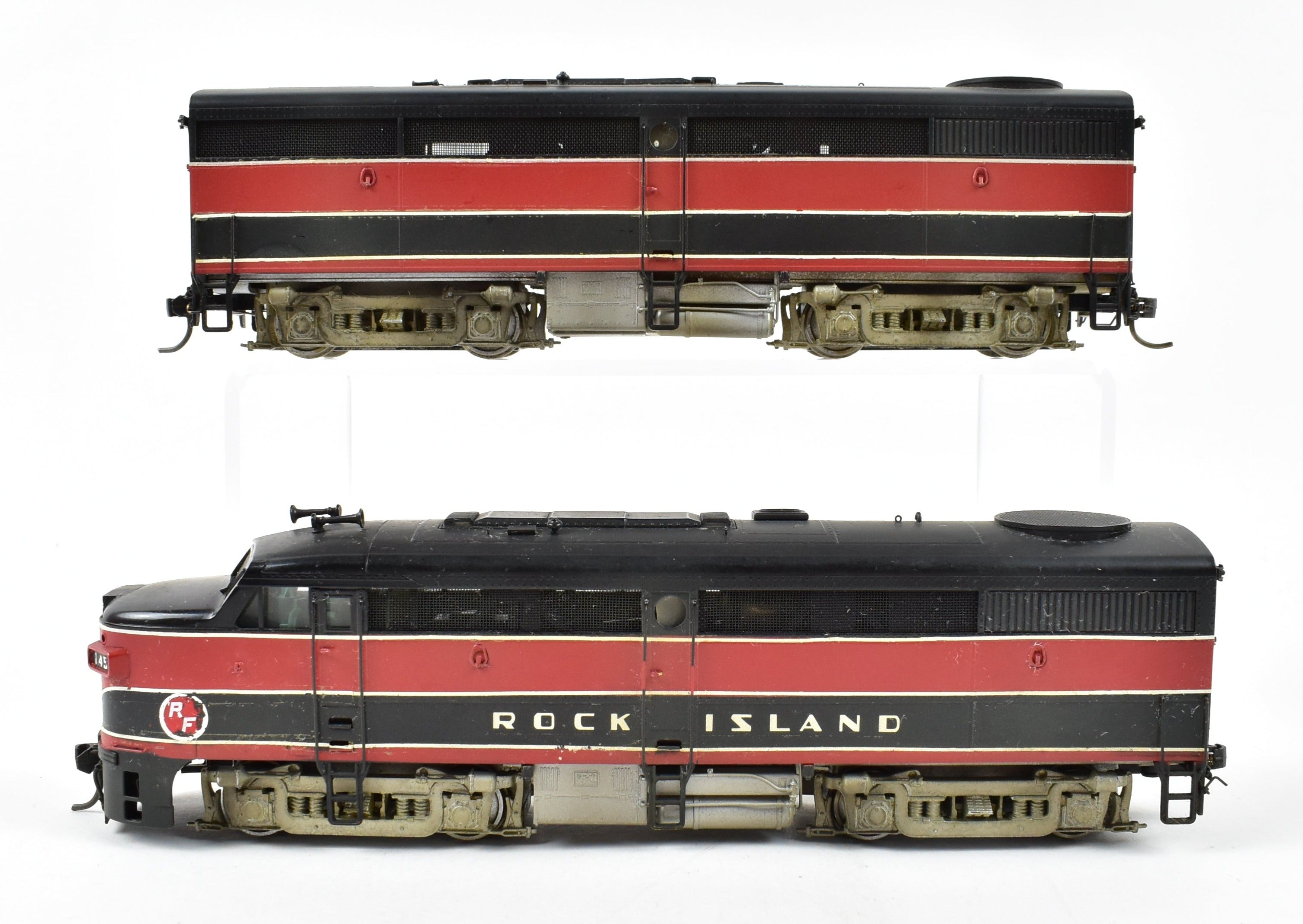 HO Scale Brass Model Train Key Imports CRI&P - Rock Island l ALCO FA-1/FB-1 Set Phase II CP and Weathered Version No. 145