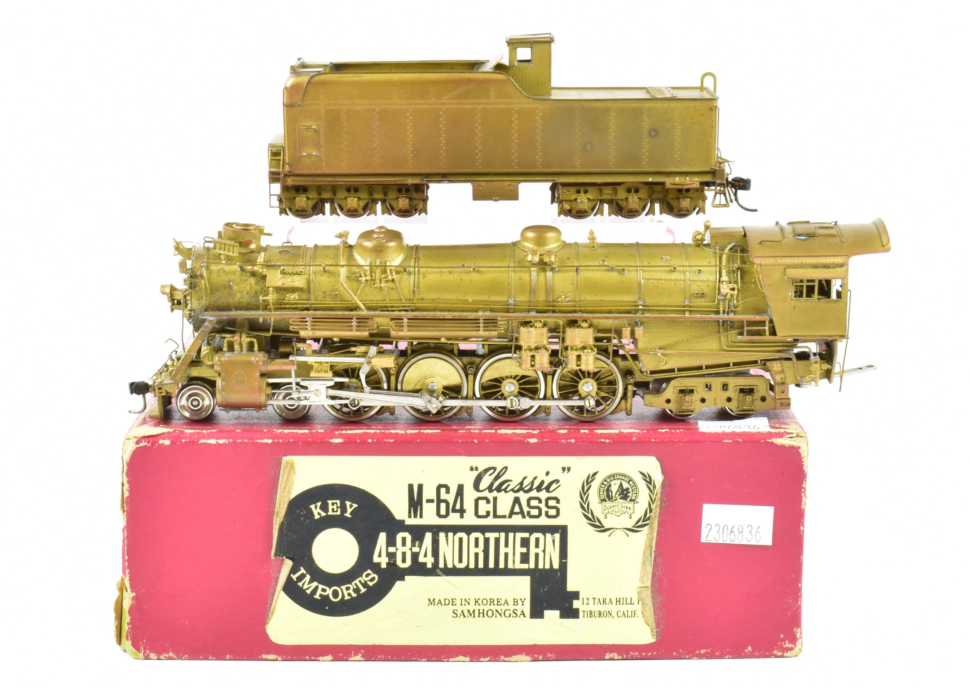 High - Quality HO Scale Brass Key Imports Model of Denver & Rio Grande Western M - 64 4 - 8 - 4 Northern Steam Locomotive