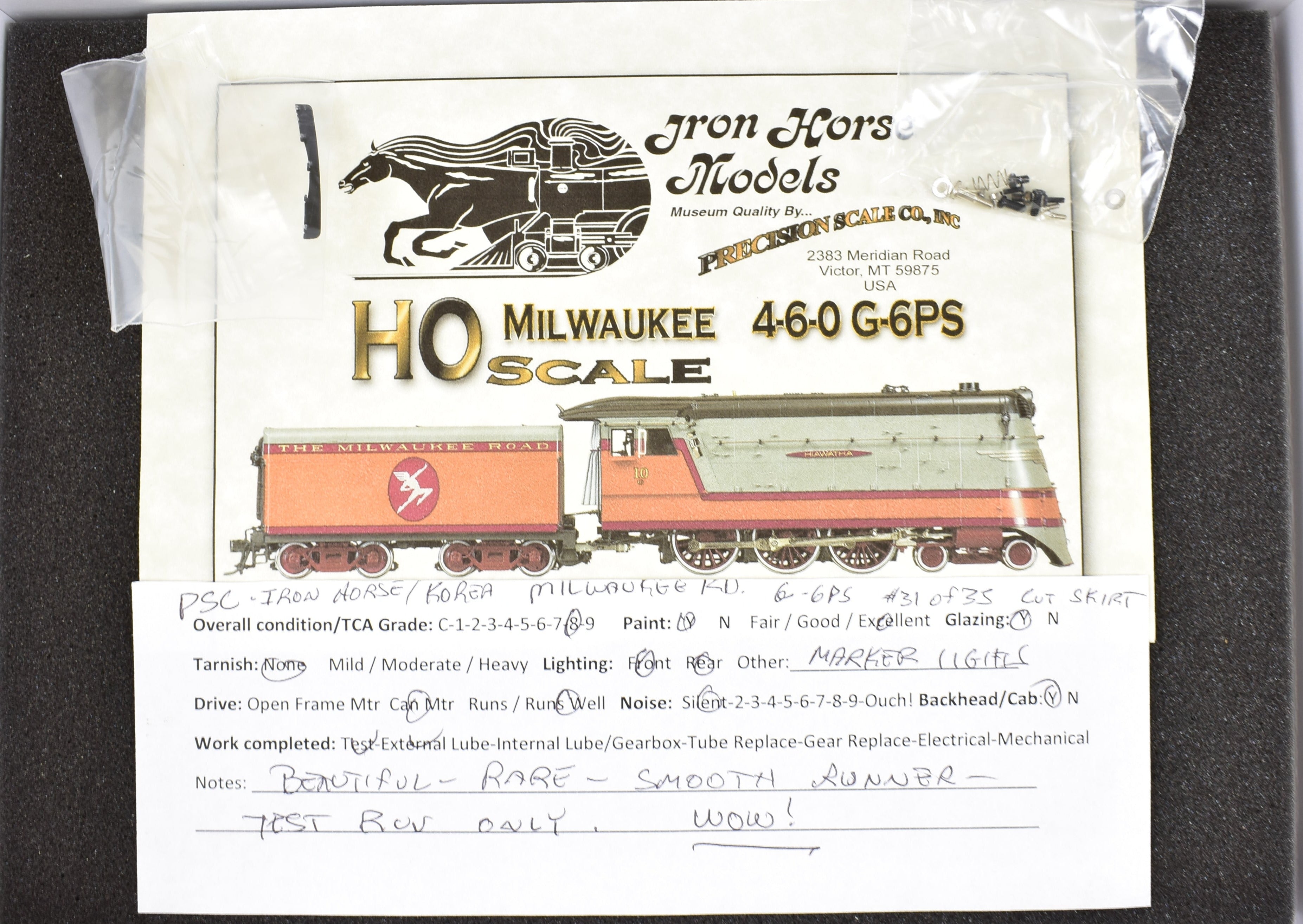 HO Scale Brass Precision Scale Co. Milwaukee Road 4-6-0 G-6PS Cut Skirt FP #11 Model