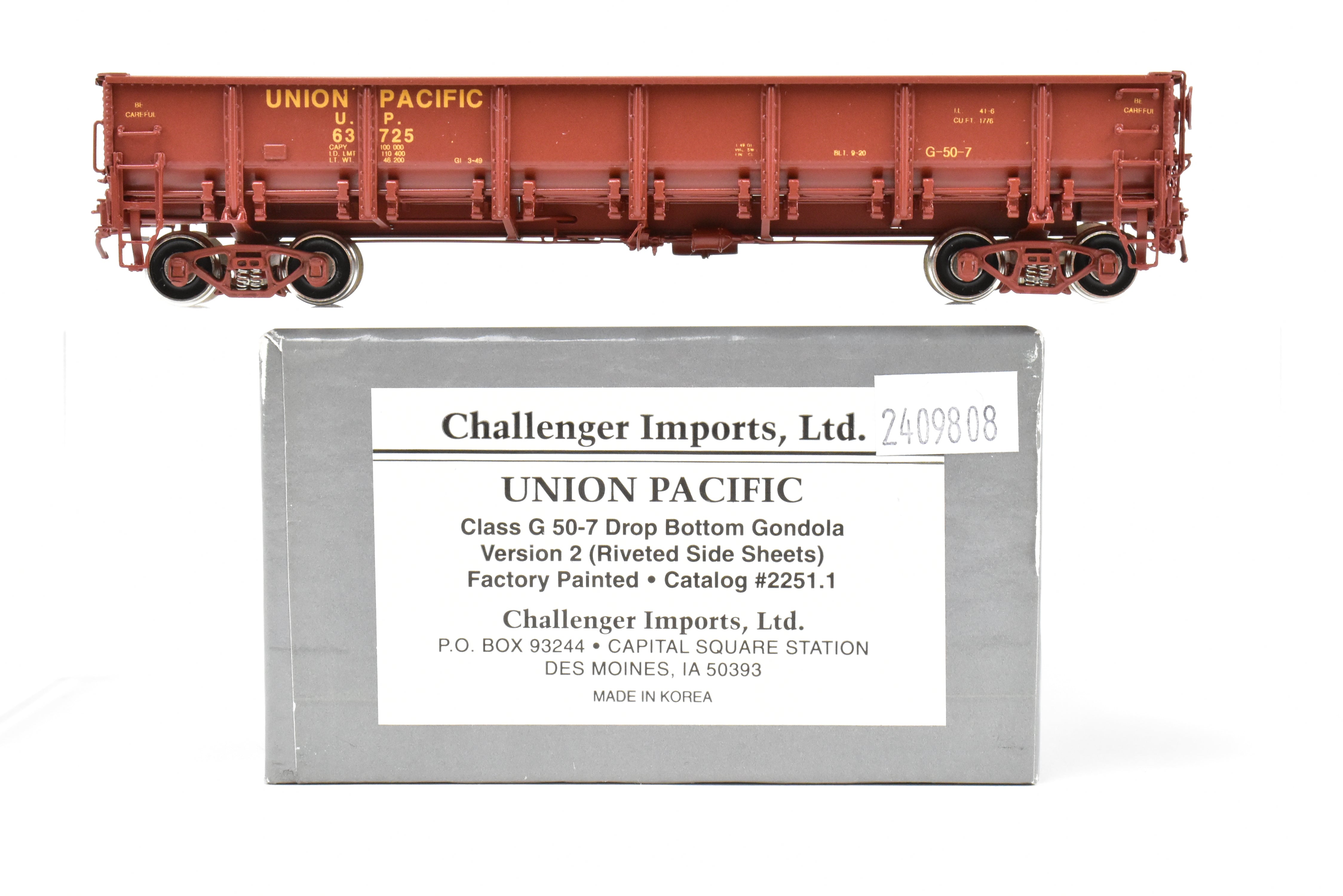 HO Brass CIL - Challenger Imports UP G50 - 7 Drop Bottom Gondola V2 (Rivet Sides) #63725
