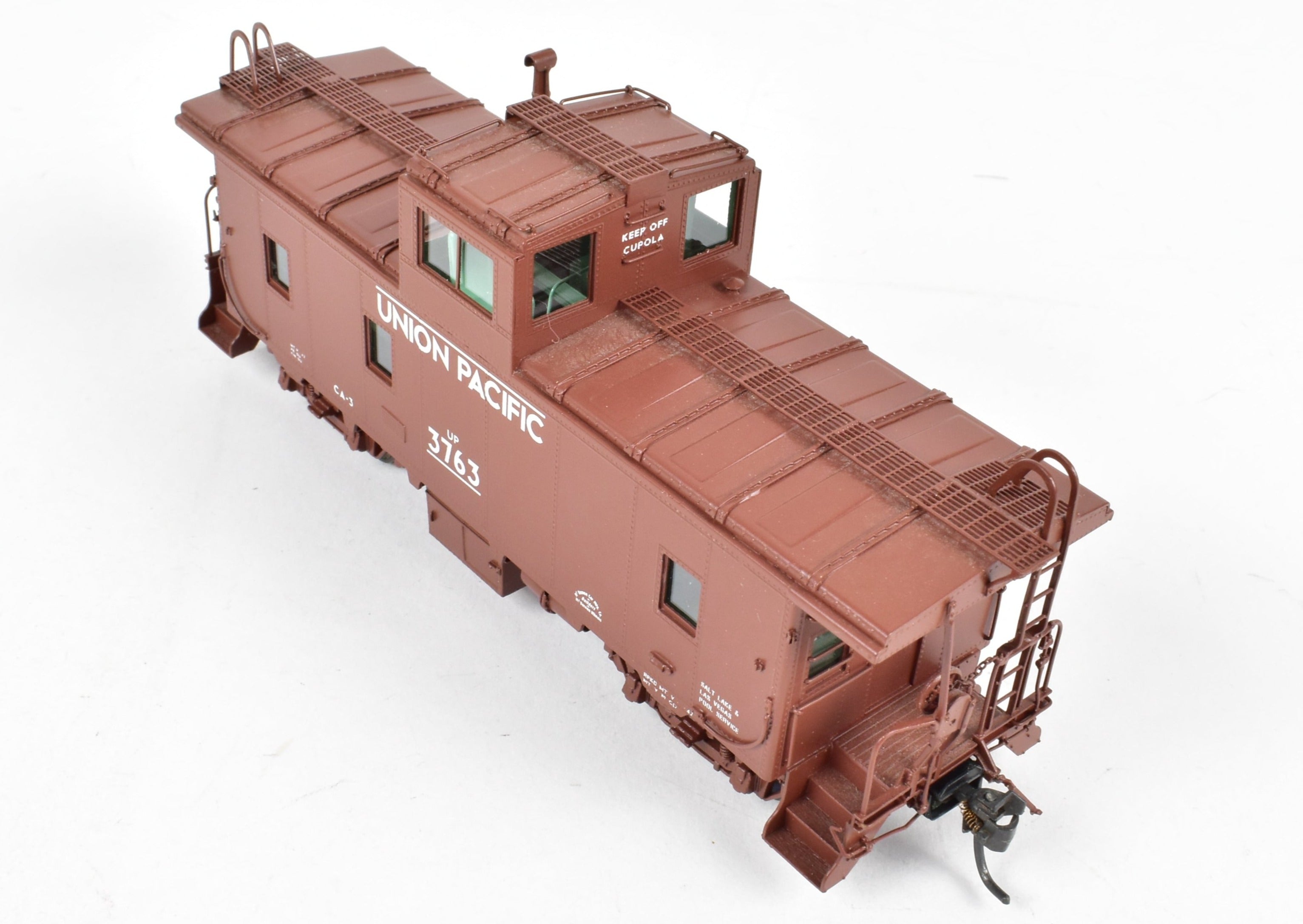 HO Scale Brass Union Pacific CA - 3 Caboose Model by Overland Models, Inc. (OMI), 2000 Run, Freight Car Red with Original White Lettering, FP No. 3763