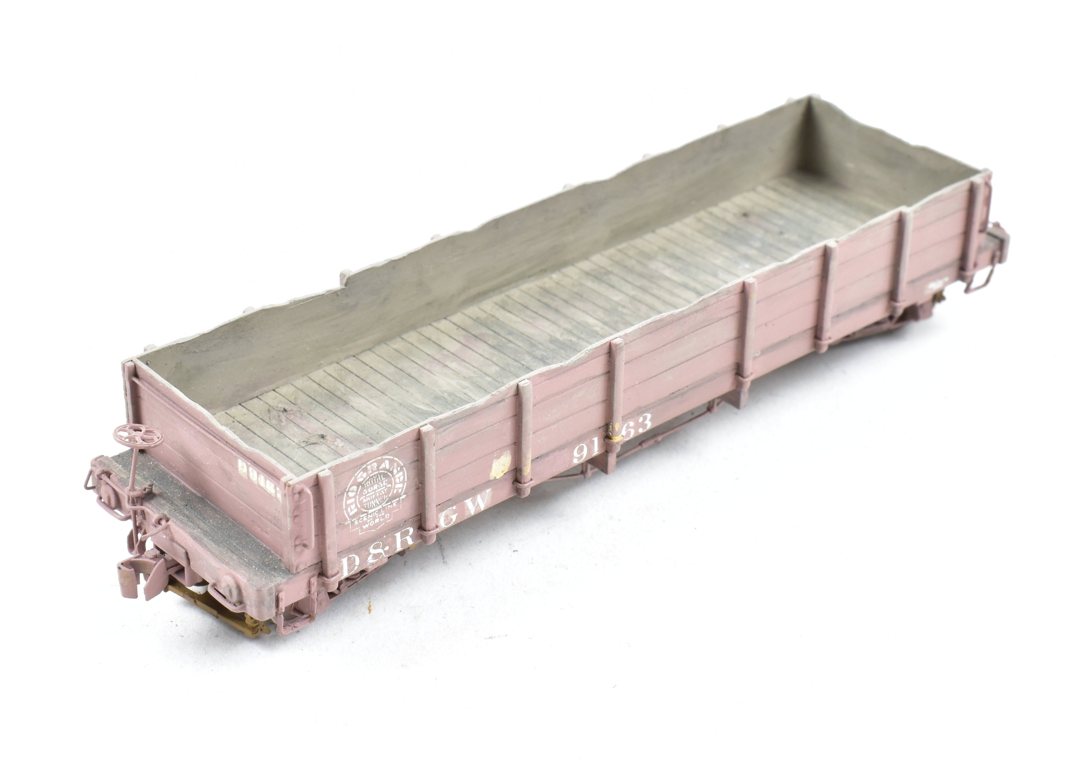 HOn3 Scale Brass Pacific Traction D&RGW - Denver & Rio Grande Western Custom Painted and Weathered Gondola Model Train Car