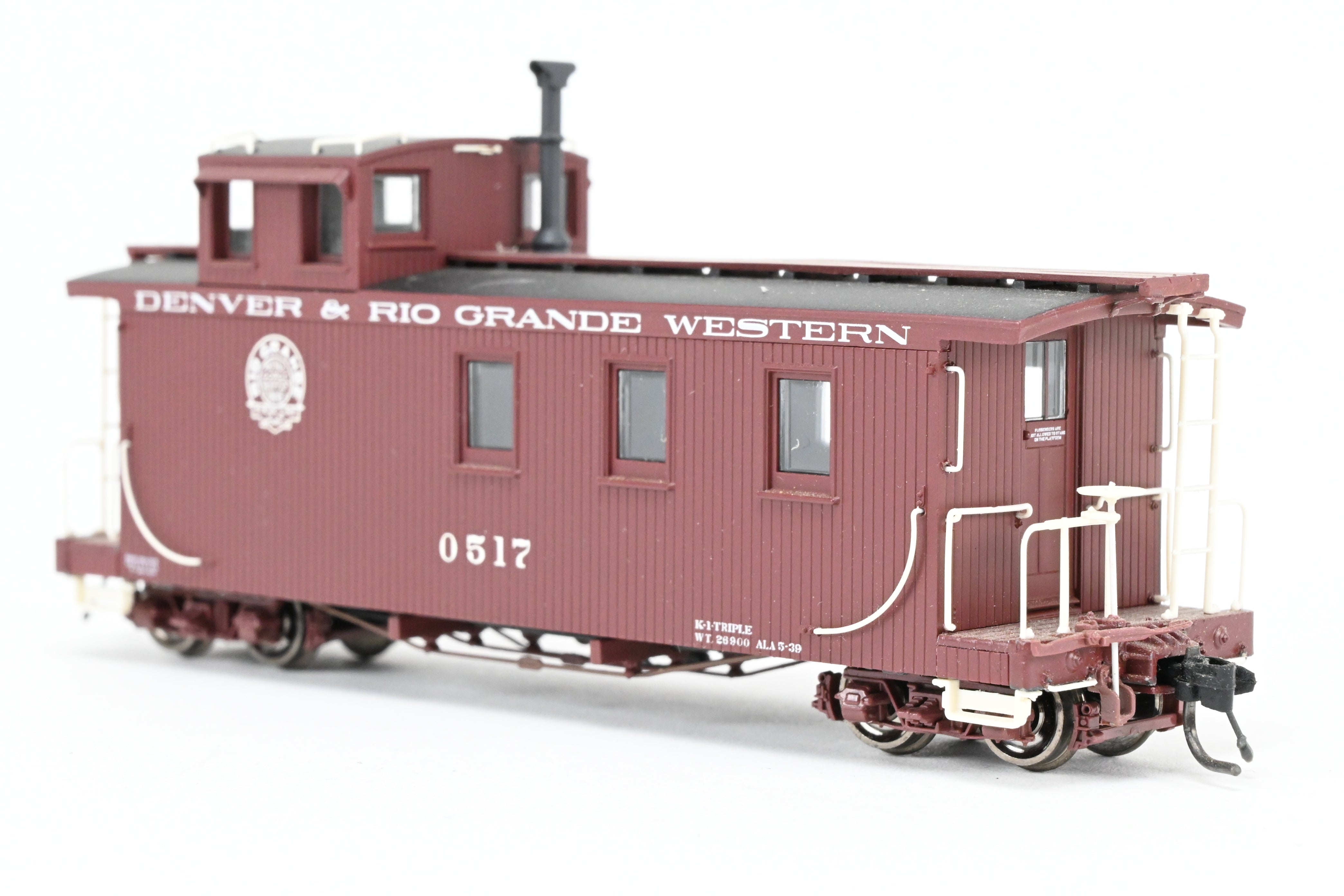 HOn3 Blackstone Models D&RGW - Denver & Rio Grande Western Brown Long Caboose with Moffat Tunnel Herald No. 0517