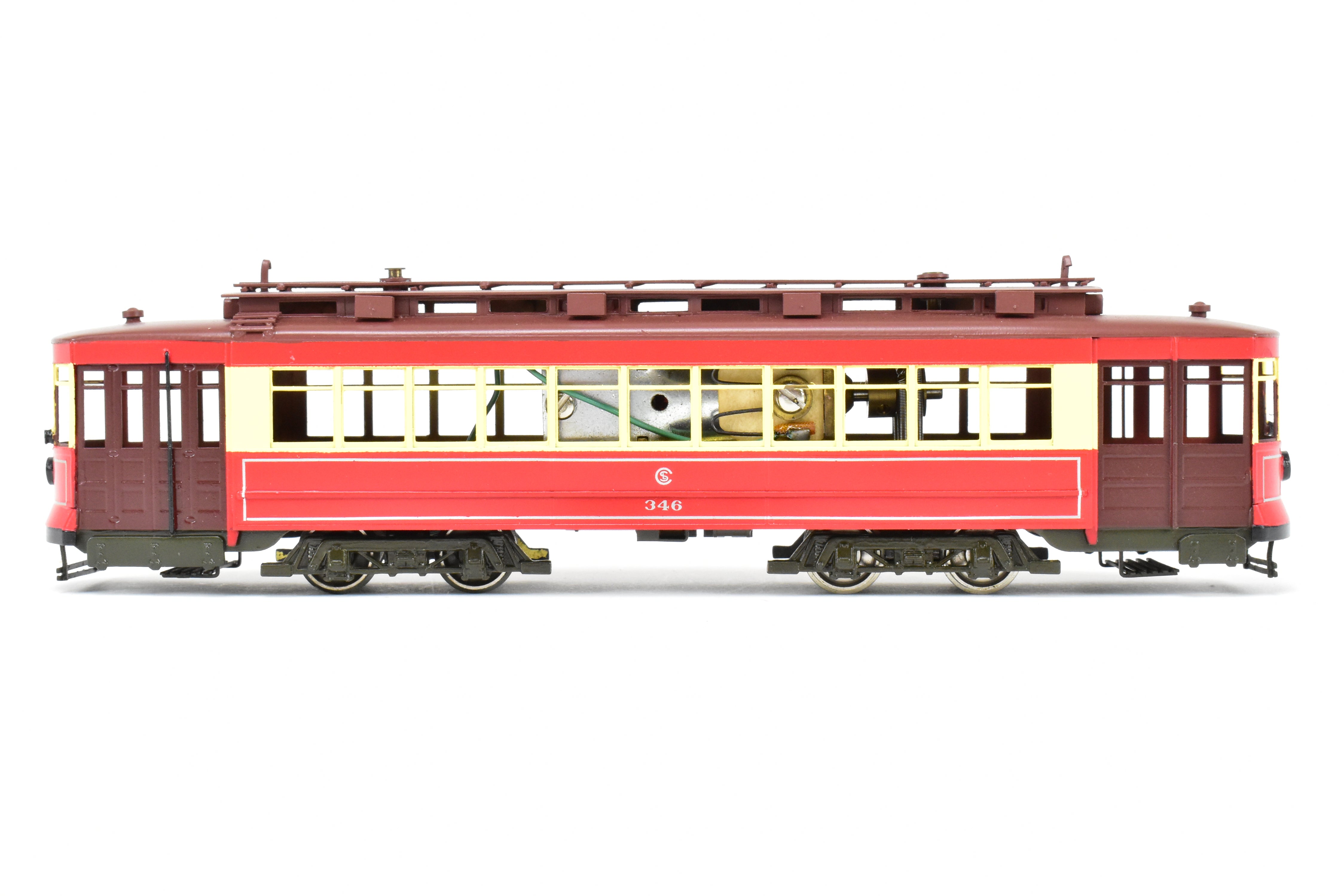 HO Scale Brass Chicago Surface Lines Big Brill Car Model - Fairfield Models 346 CSL, Custom Painted with 4 Vents, Road Number 346