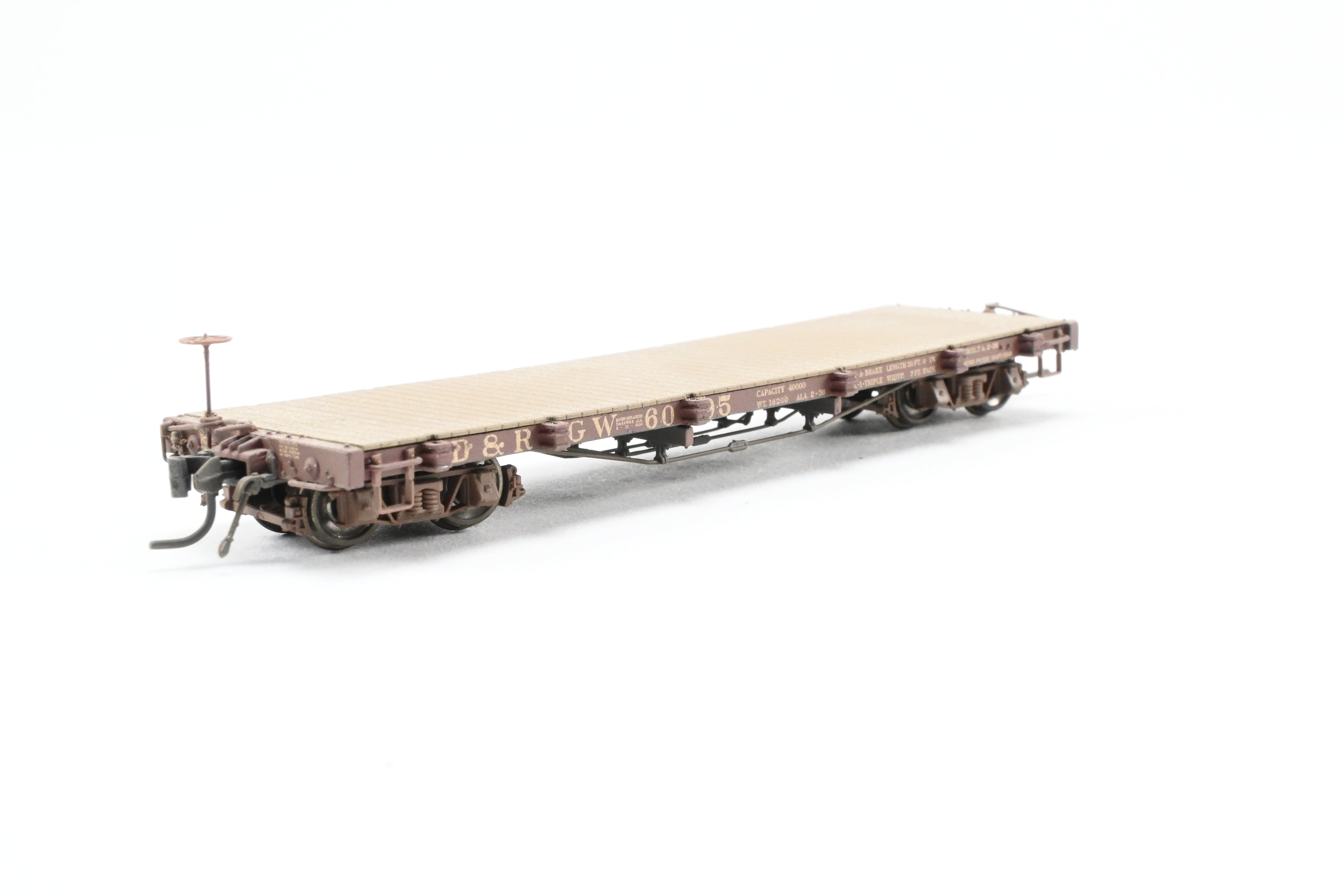 HOn3 Scale Model Train - Blackstone Models D&RGW Denver & Rio Grande Western 30’ Weathered Flat Car No. 6095