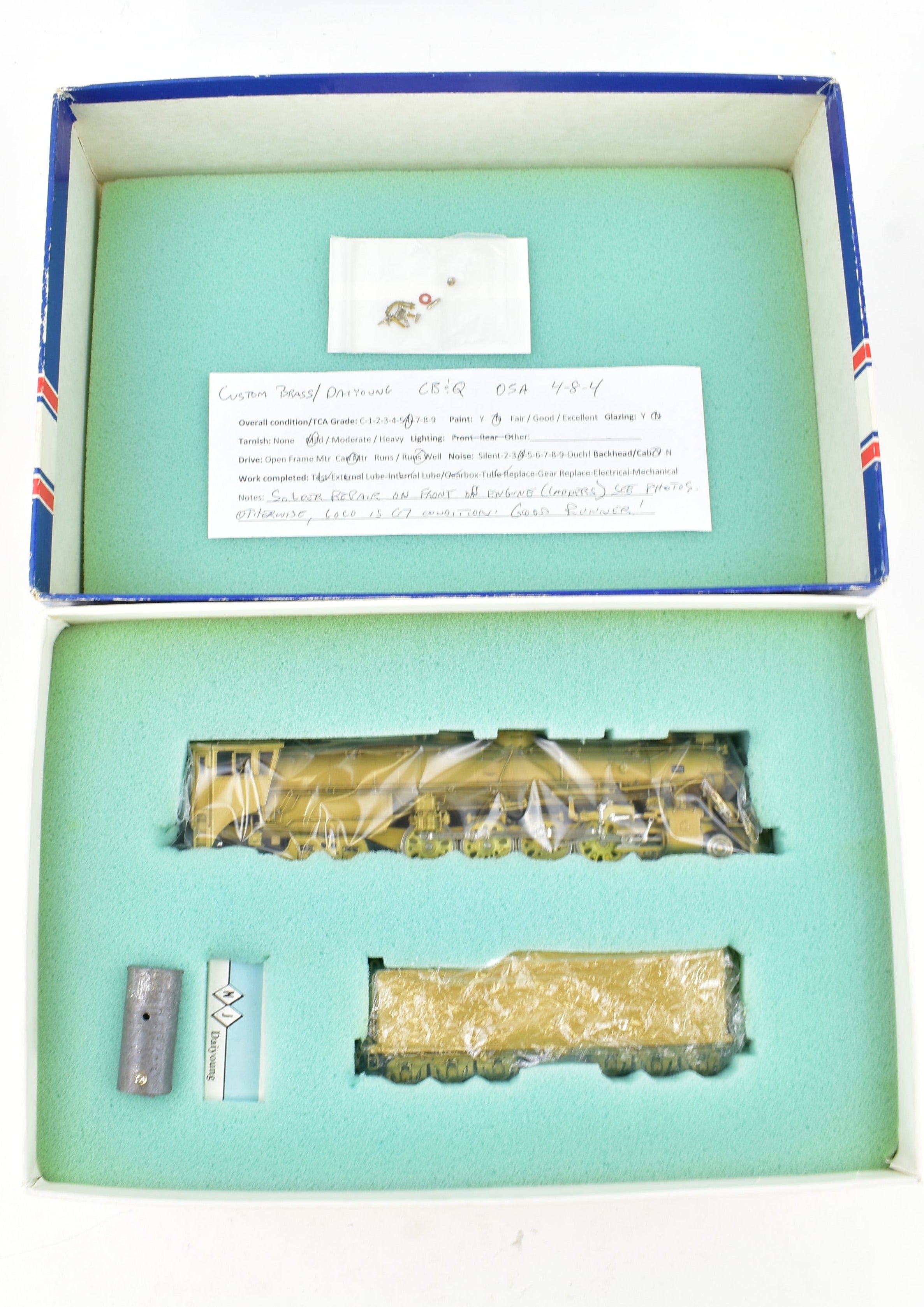High - Quality HO Scale Brass Model Train: CON NJ Custom Brass CB&Q - Burlington Route Class O5A 4 - 8 - 4 Locomotive