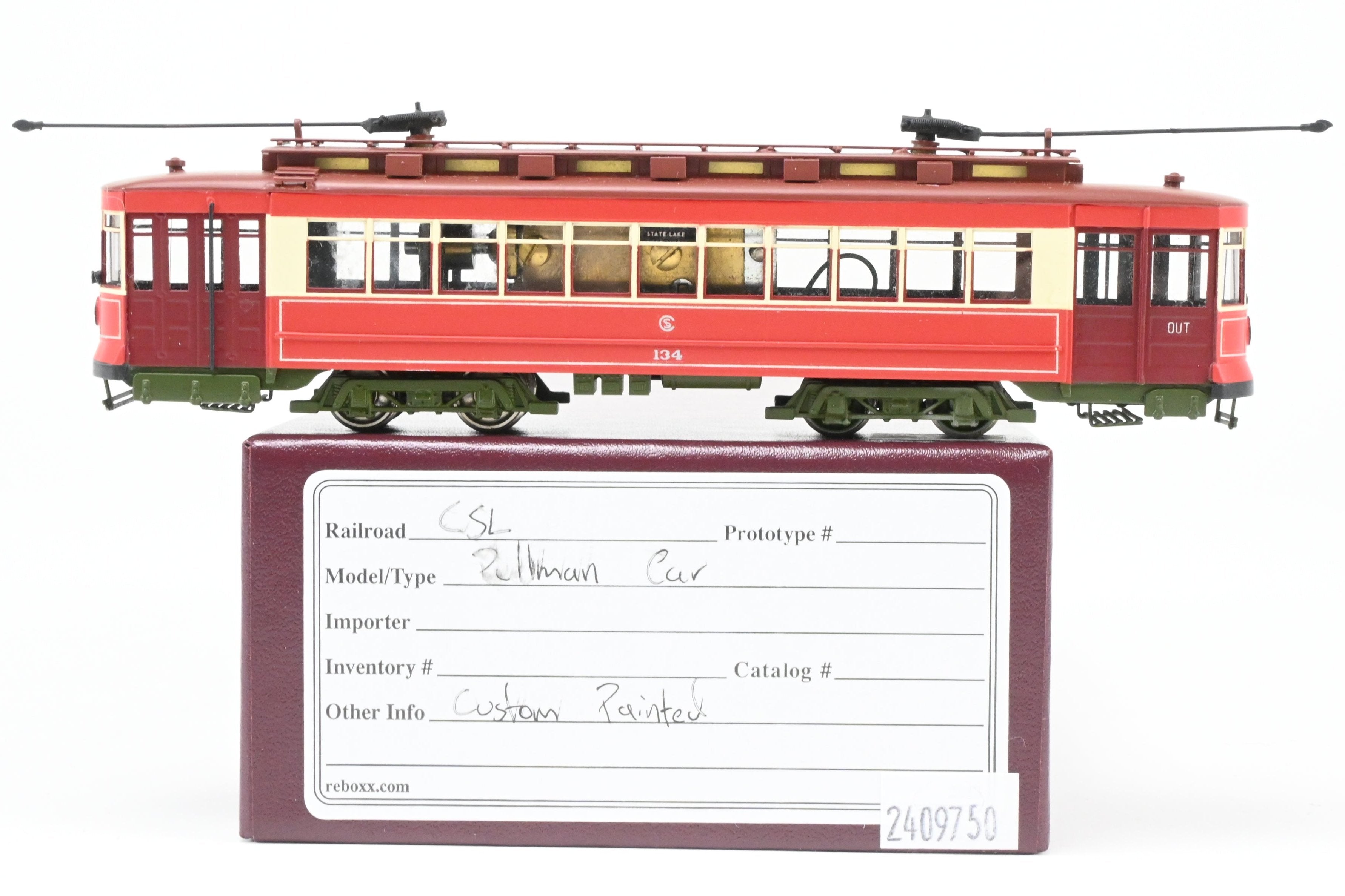 High - Quality HO Scale Brass Chicago Surface Lines Pullman Car Model - Fairfield Models 343 CSL, Custom Painted as No. 134, with Reboxx Packaging