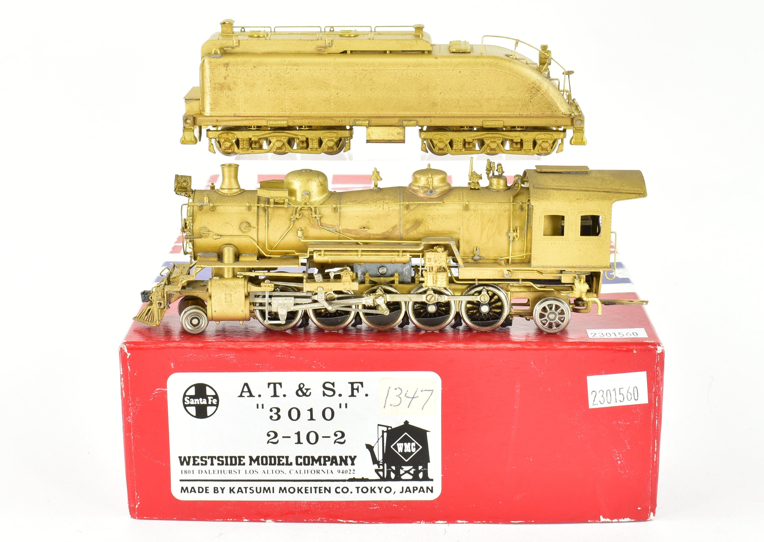 HO Scale Brass Model Train - Westside Model Co. ATSF - Santa Fe 3010 2-10-2 Locomotive