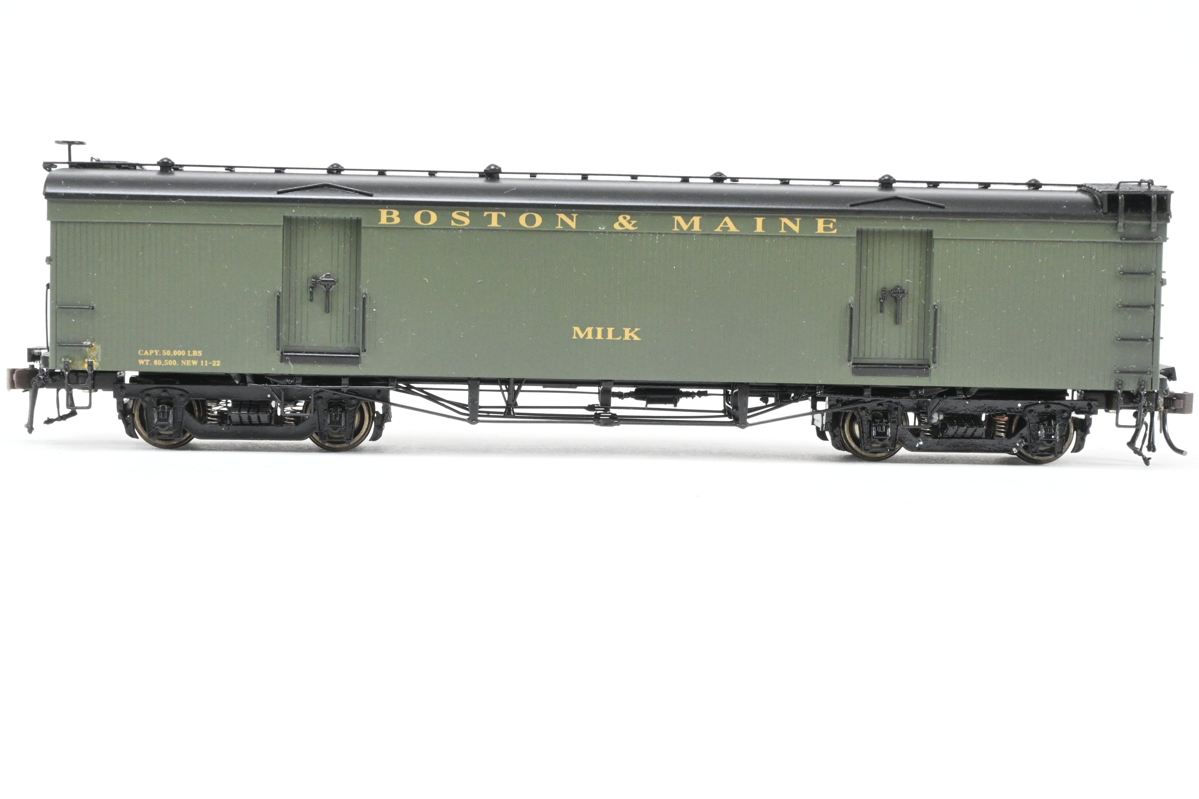HO Scale Brass Model Railworks B&M - Boston & Maine 4-Door Wood Milk Car 1600 Series Ice Cooled Freight Product