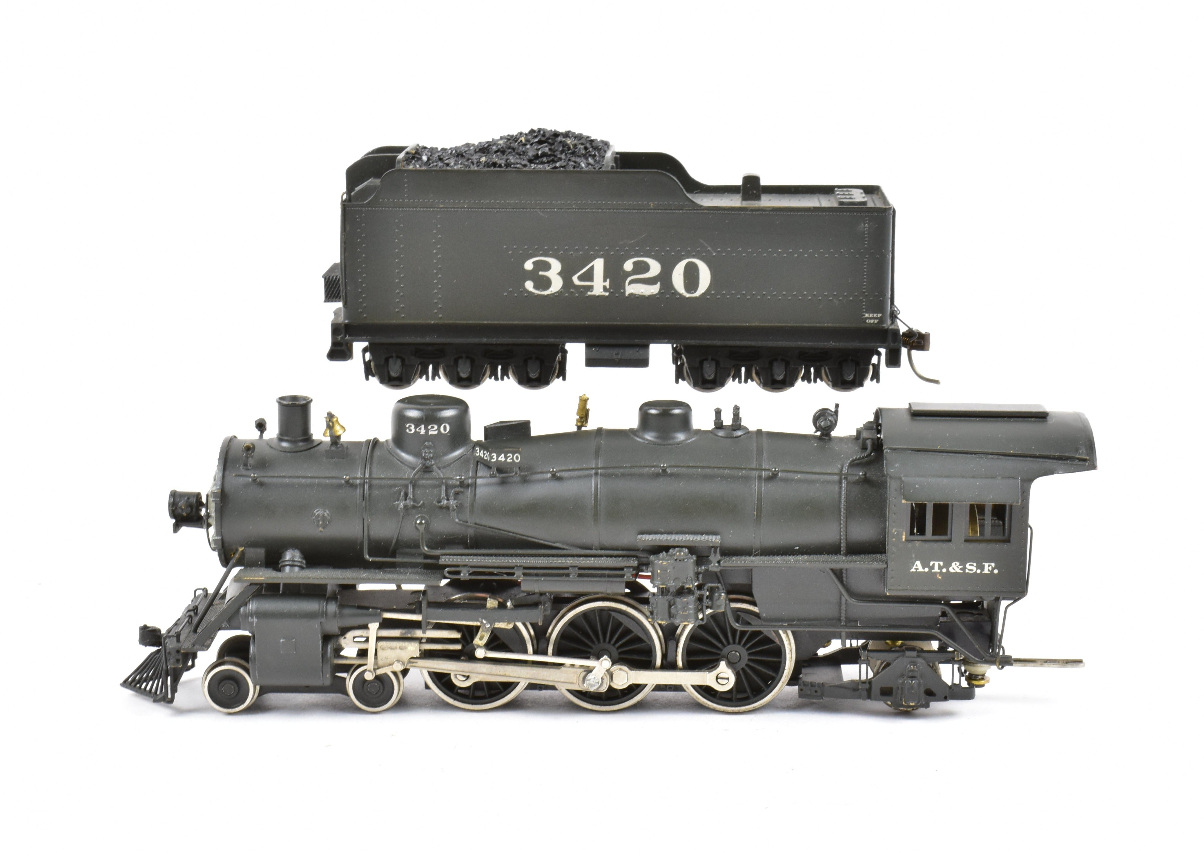HO Scale Brass Model Train - Associated Hobby Manufacturers (AHM) HCB AT&SF - Santa Fe 3400 Class 4-6-2 Custom Painted Steam Locomotive
