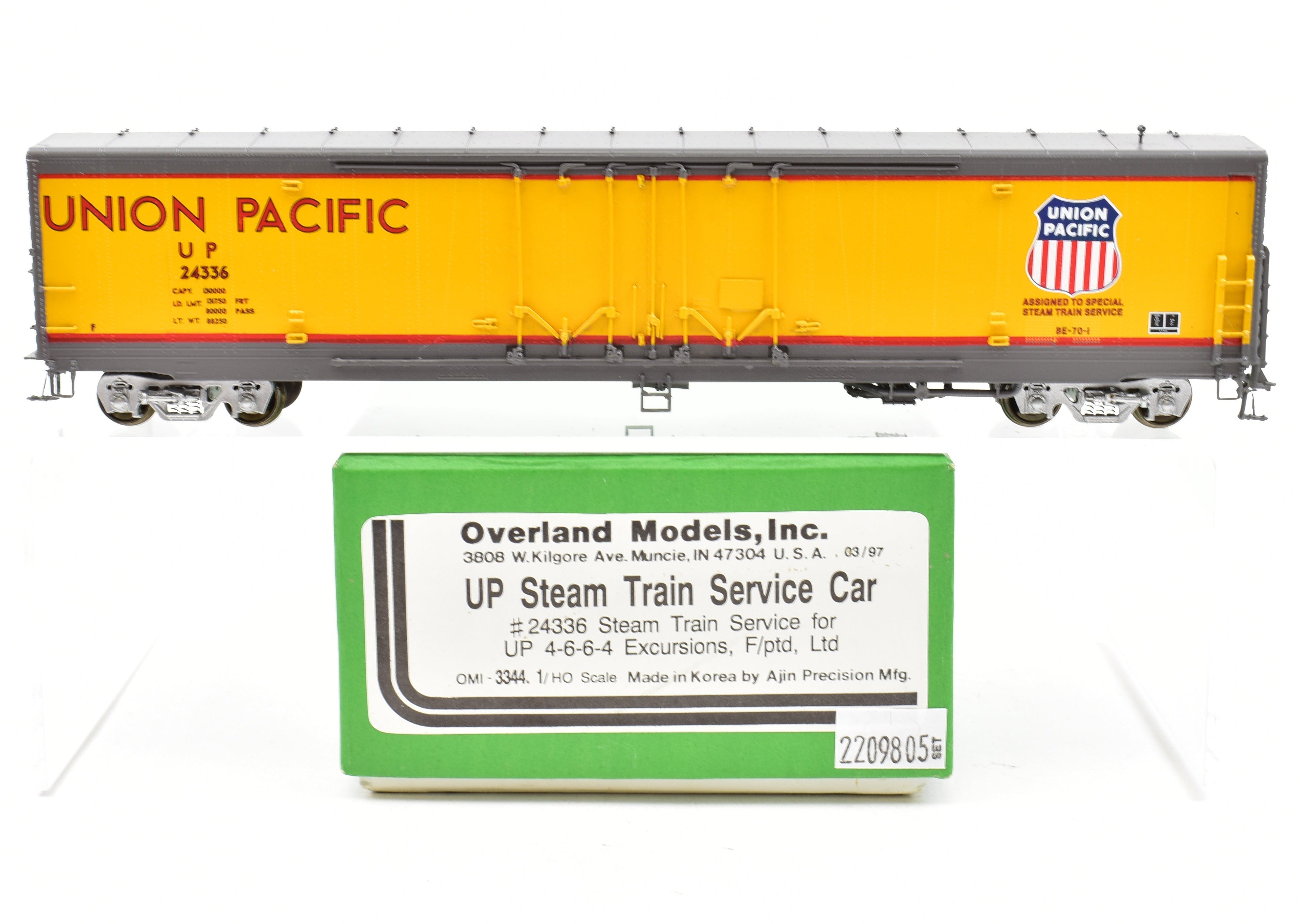 HO Scale Brass Overland Models, Inc. Union Pacific Steam Train Service Car FP (OMI - Overland Models, Inc., 1997 Run)