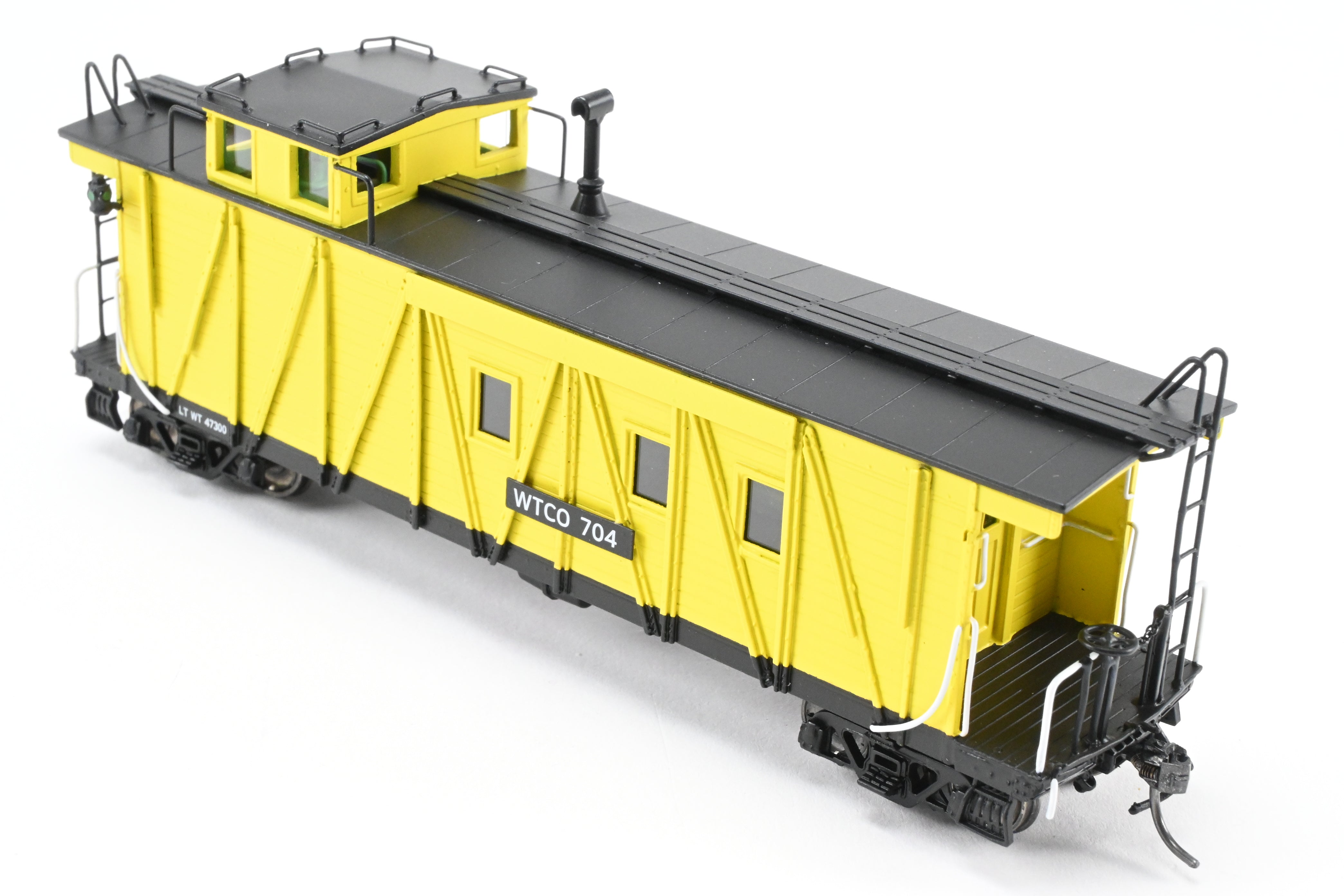 High - Quality HO Scale New Brass NBL - North Bank Line Weyerhaeuser Timber Caboose Model #704 FP in Bright Yellow