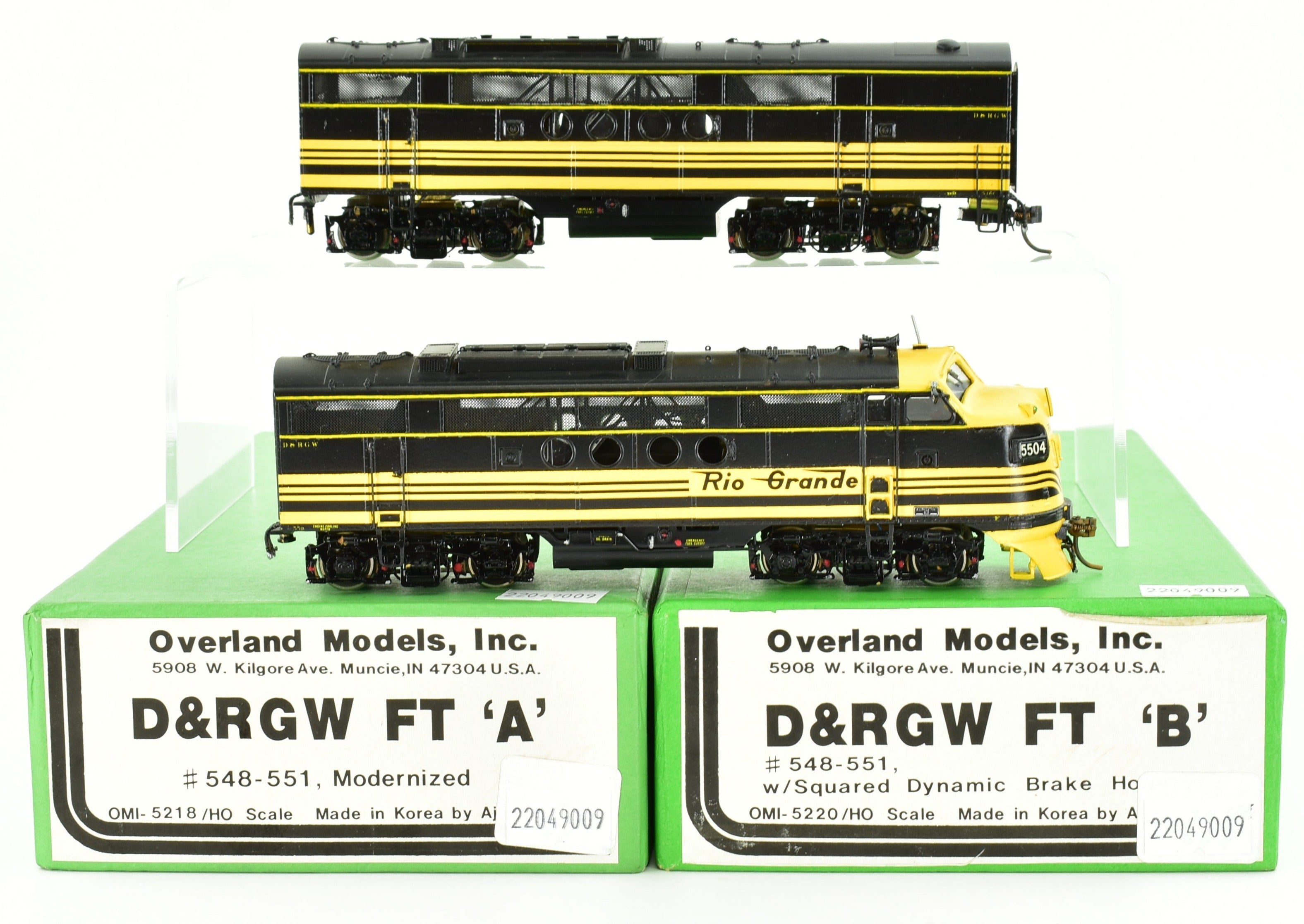 HO Scale Brass Model Train Set by Overland Models Inc. (OMI) - Custom Painted Denver & Rio Grande Western (D&RGW) EMD FT - A and FT - B Locomotive Set
