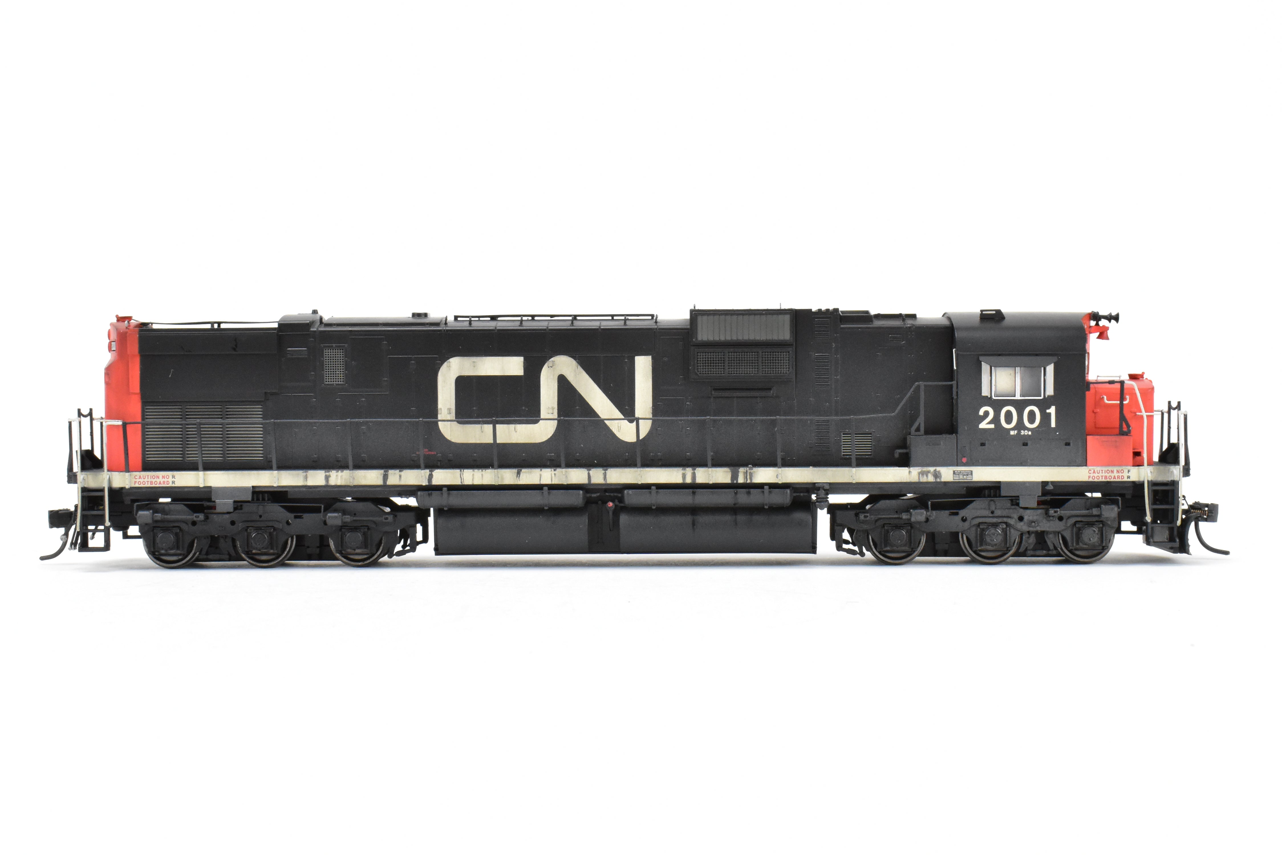 HO Scale Con Bowser Executive Line Canadian National Railway Alco C630M Model Train with ESU DCC and Sound Function, Featuring Road Number 2001 and Professional Weathering