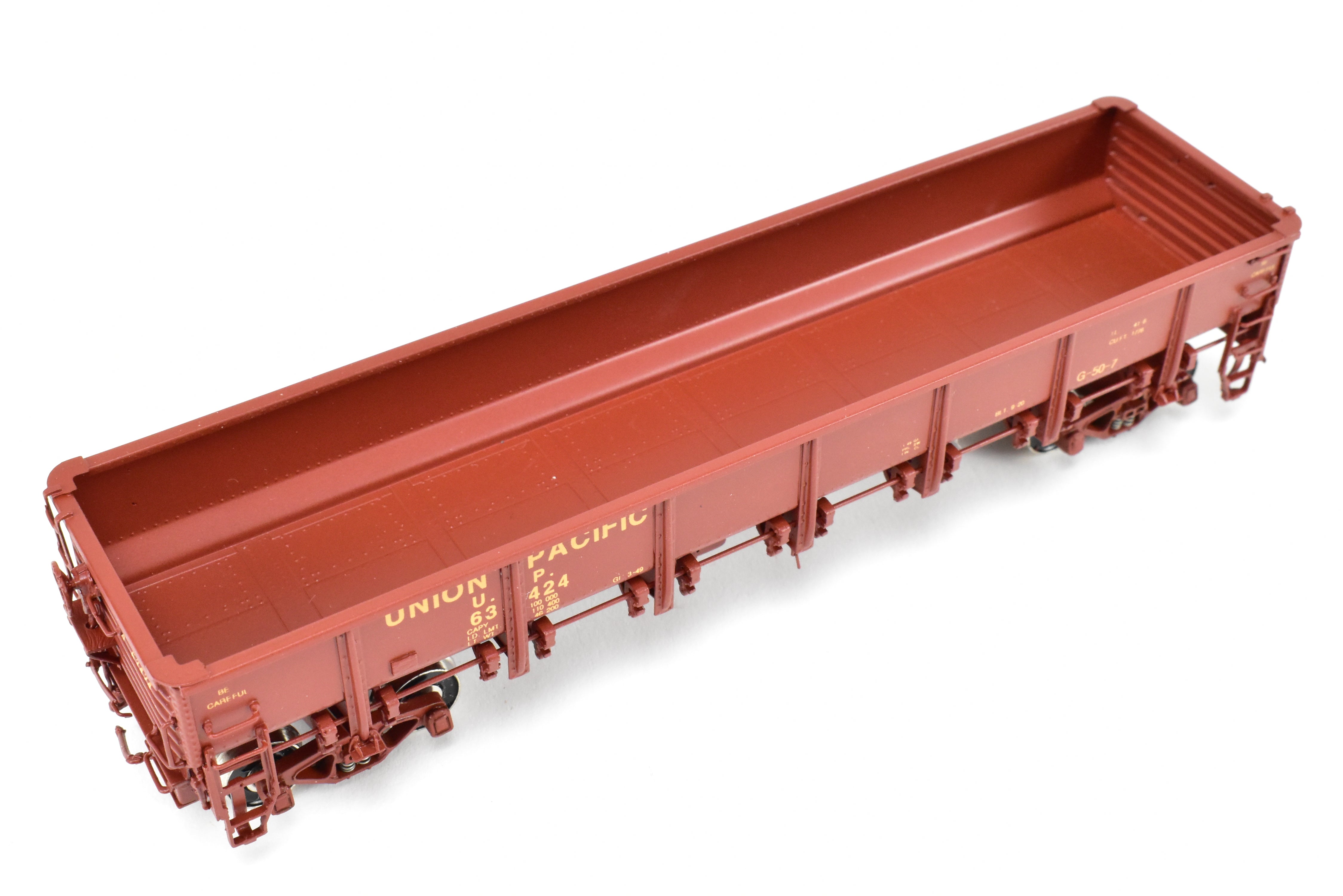 HO Scale Brass Challenger Imports Union Pacific Class G50 - 7 Drop Bottom Gondola Model Version 2 with Riveted Side Sheets, Factory - Painted FP #63424
