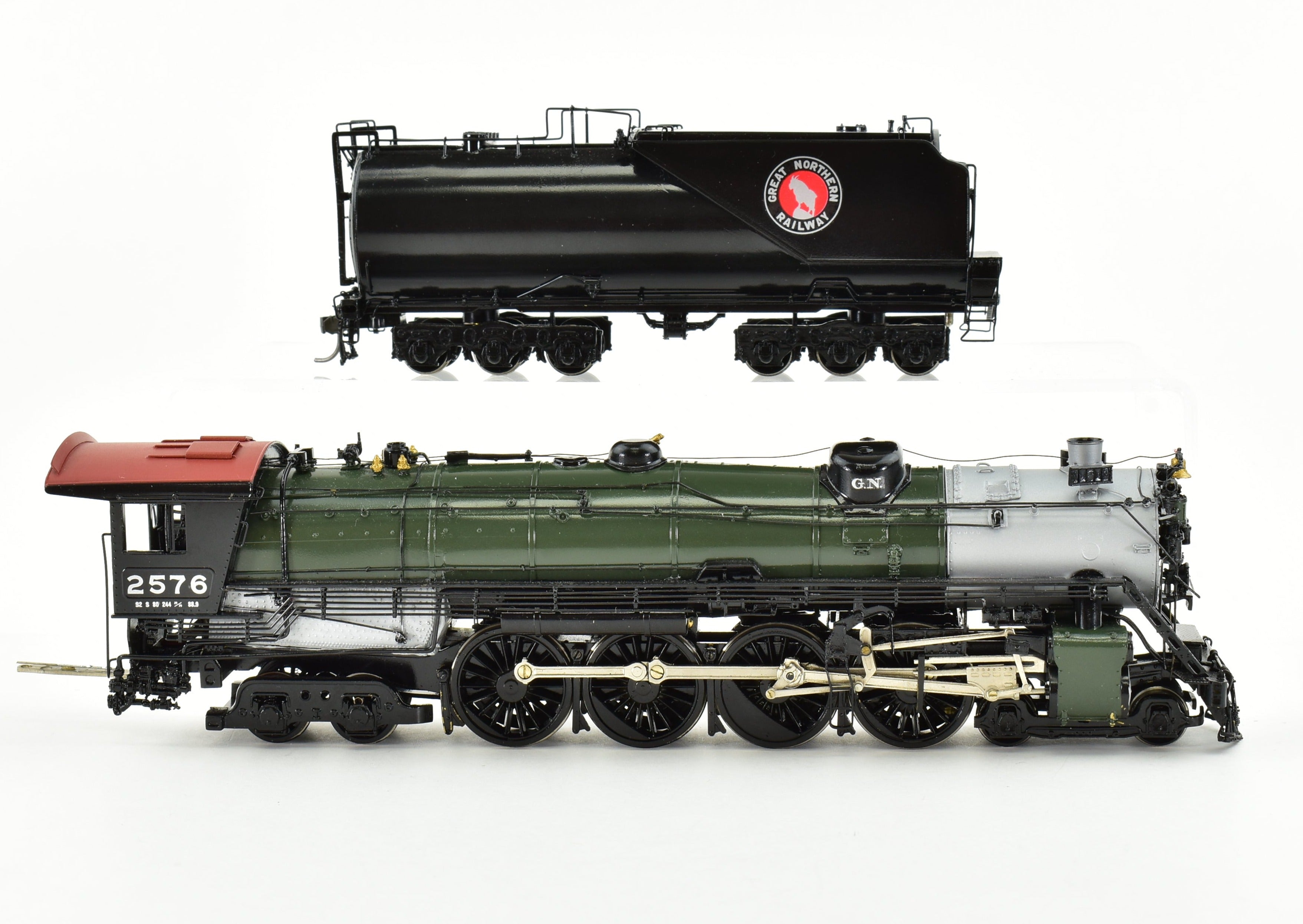 HO Scale Brass Model Train - Great Northern S-2 4-8-4 Professionally Painted in Glacier Park Scheme by Westside Model Co. GN