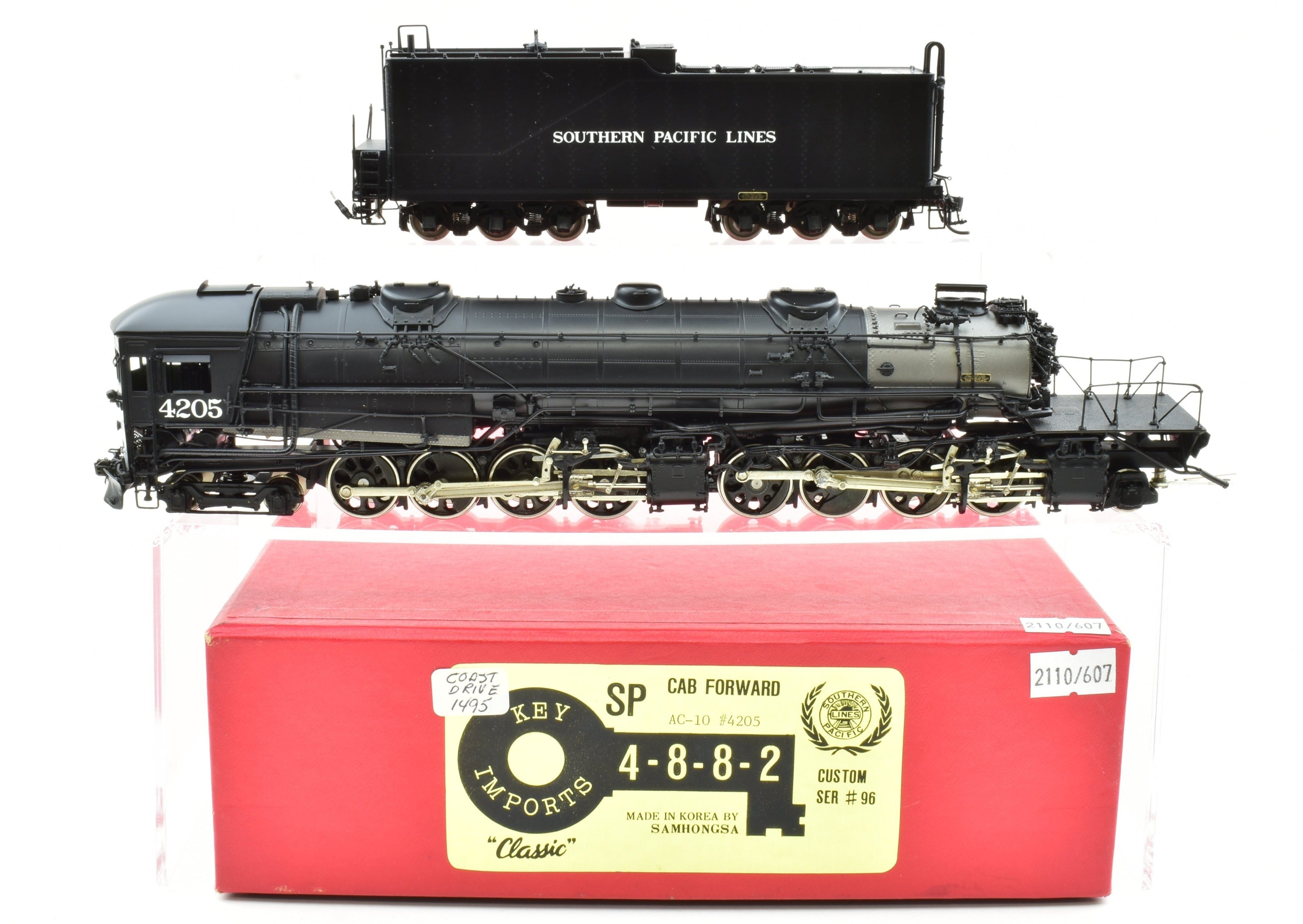 HO Scale Brass Key Imports Southern Pacific AC - 10 4 - 8 - 8 - 2 Cab Forward Locomotive #4205