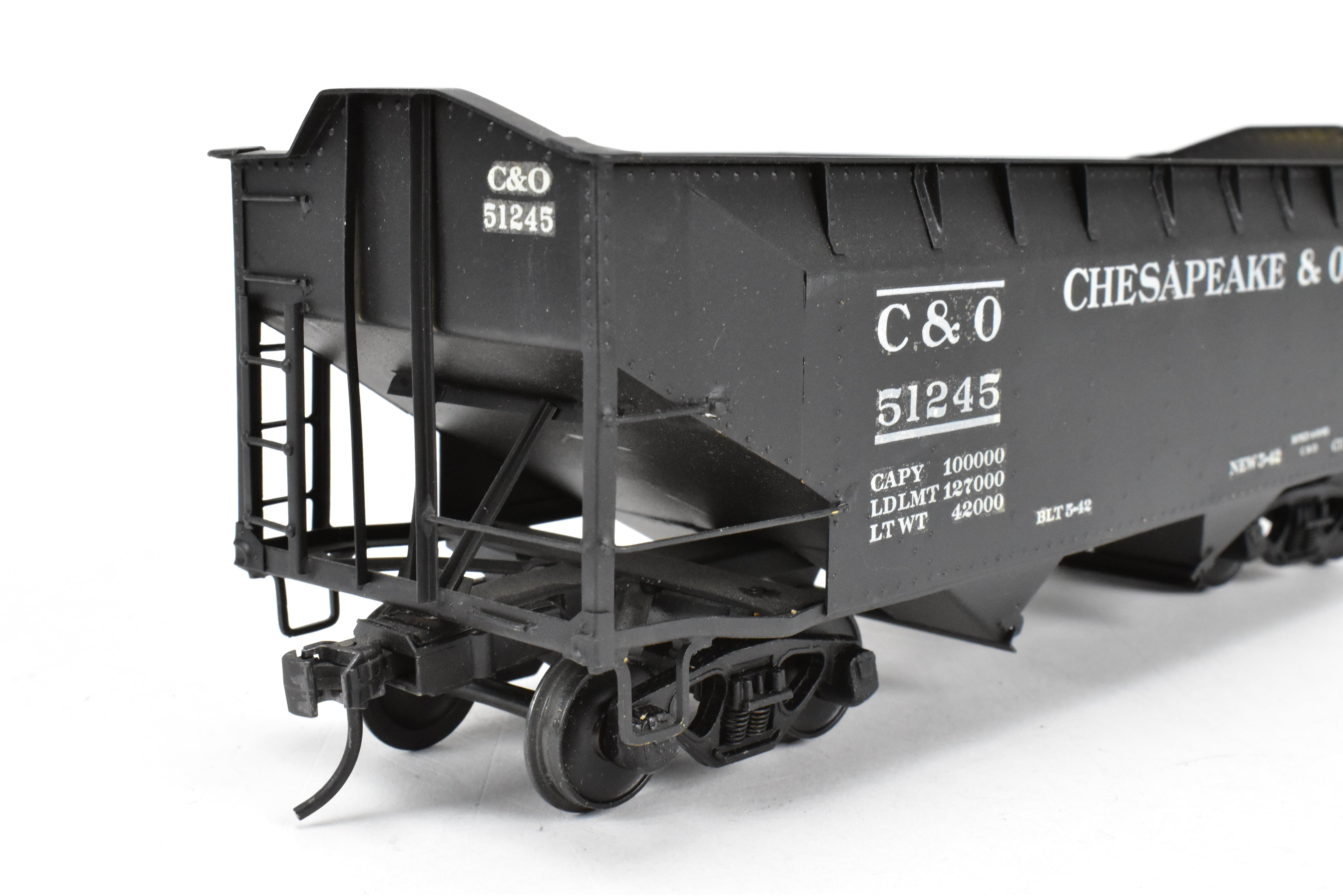 O Scale US Hobbies Brass C&O Offset Side Twin Hopper, Peaked Ends, CP No. 51245