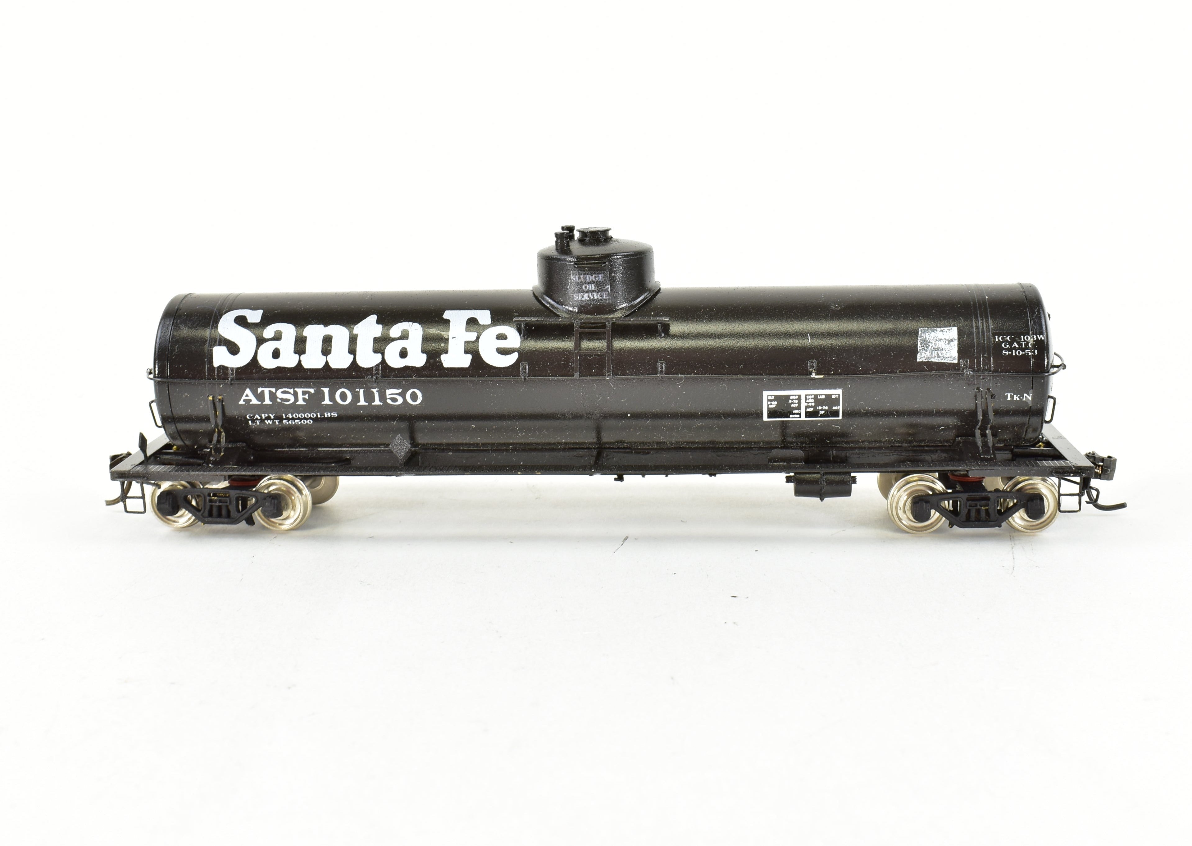 HO Scale Brass Precision Scale Co. 16,000 Gallon Tank Car Professionally Painted in ATSF - Santa Fe Style