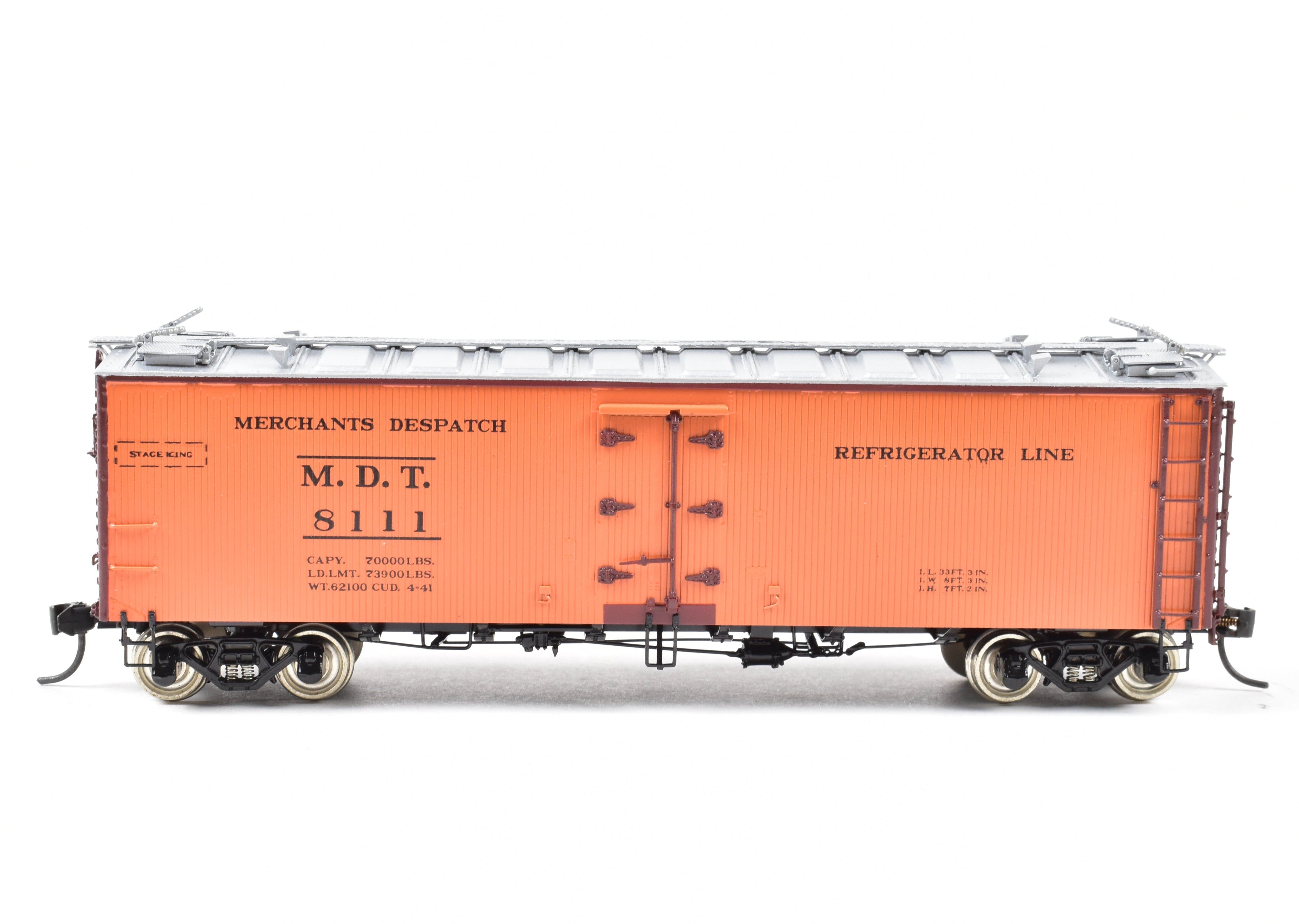 HO Scale Brass Merchants Despatch Composite Refrigerator Car Model by Overland Models, Inc. (OMI) with Various Road Designs and Part Number OMI - 3249.1