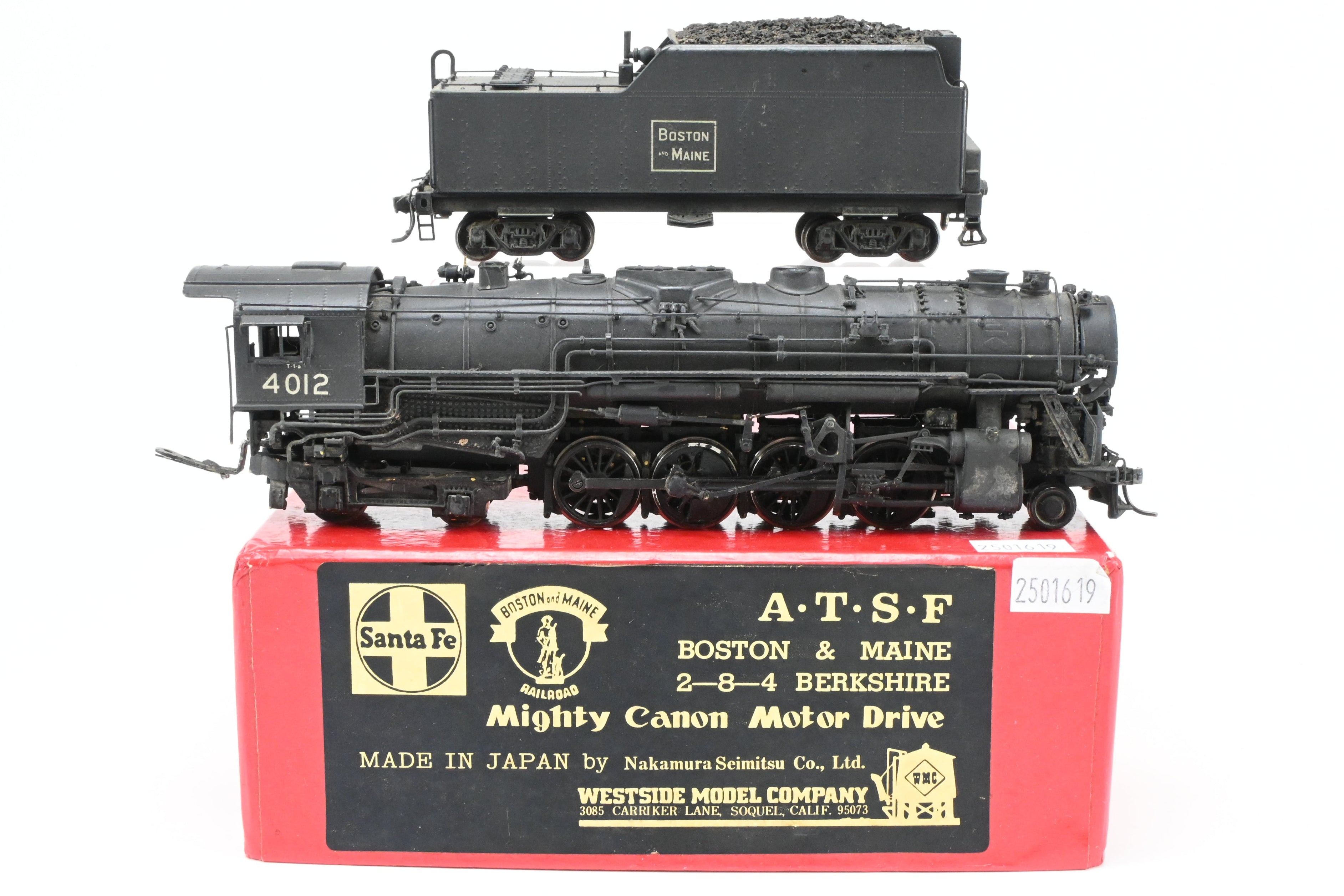 HO Scale Brass Westside Model Co. B&M - Boston & Maine 2-8-4 Class T-1a Berkshire Locomotive Model Custom Painted with No. 4012