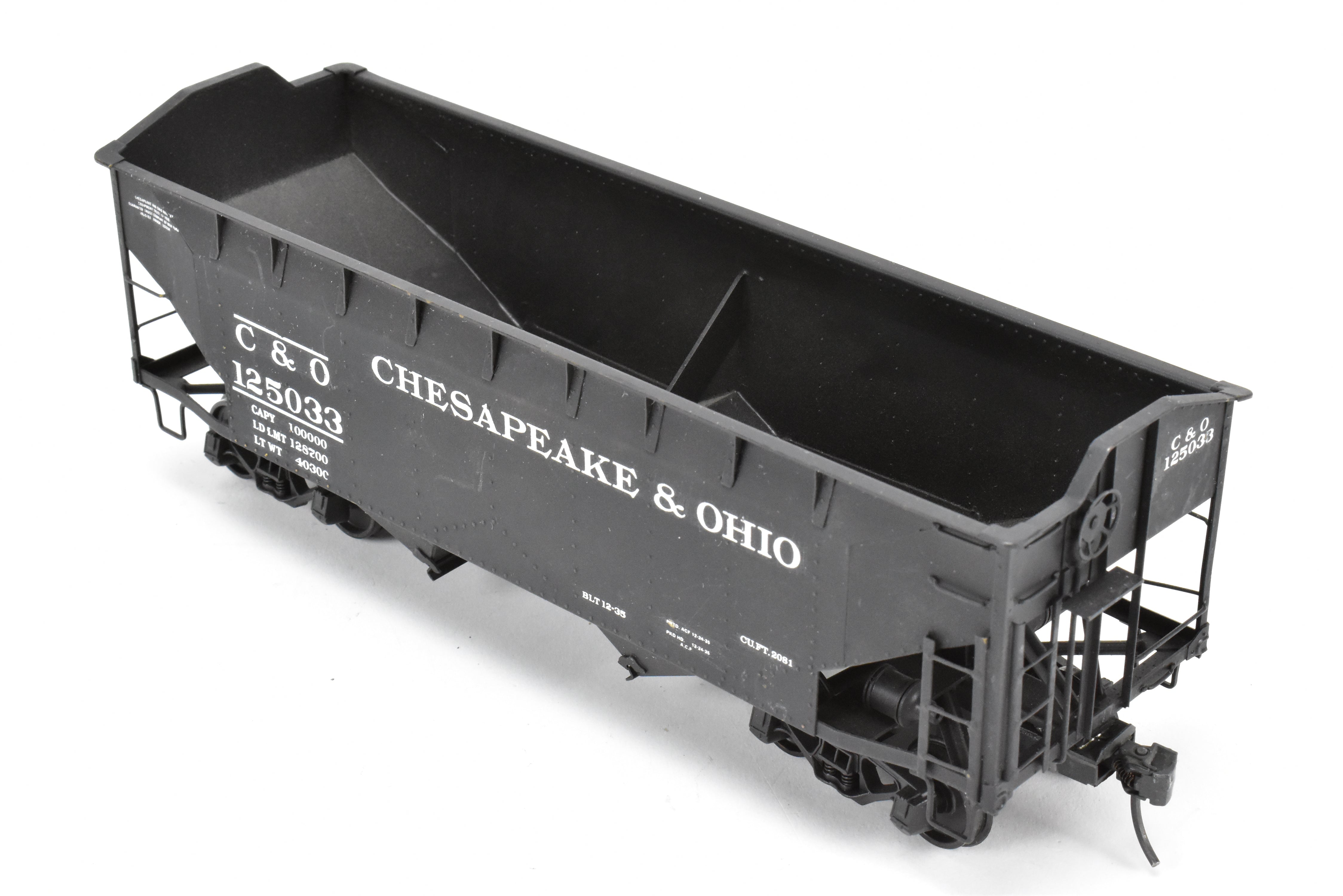 O Scale Custom Painted C&O Brass US Hobbies 2 Bay Hopper No. 125033