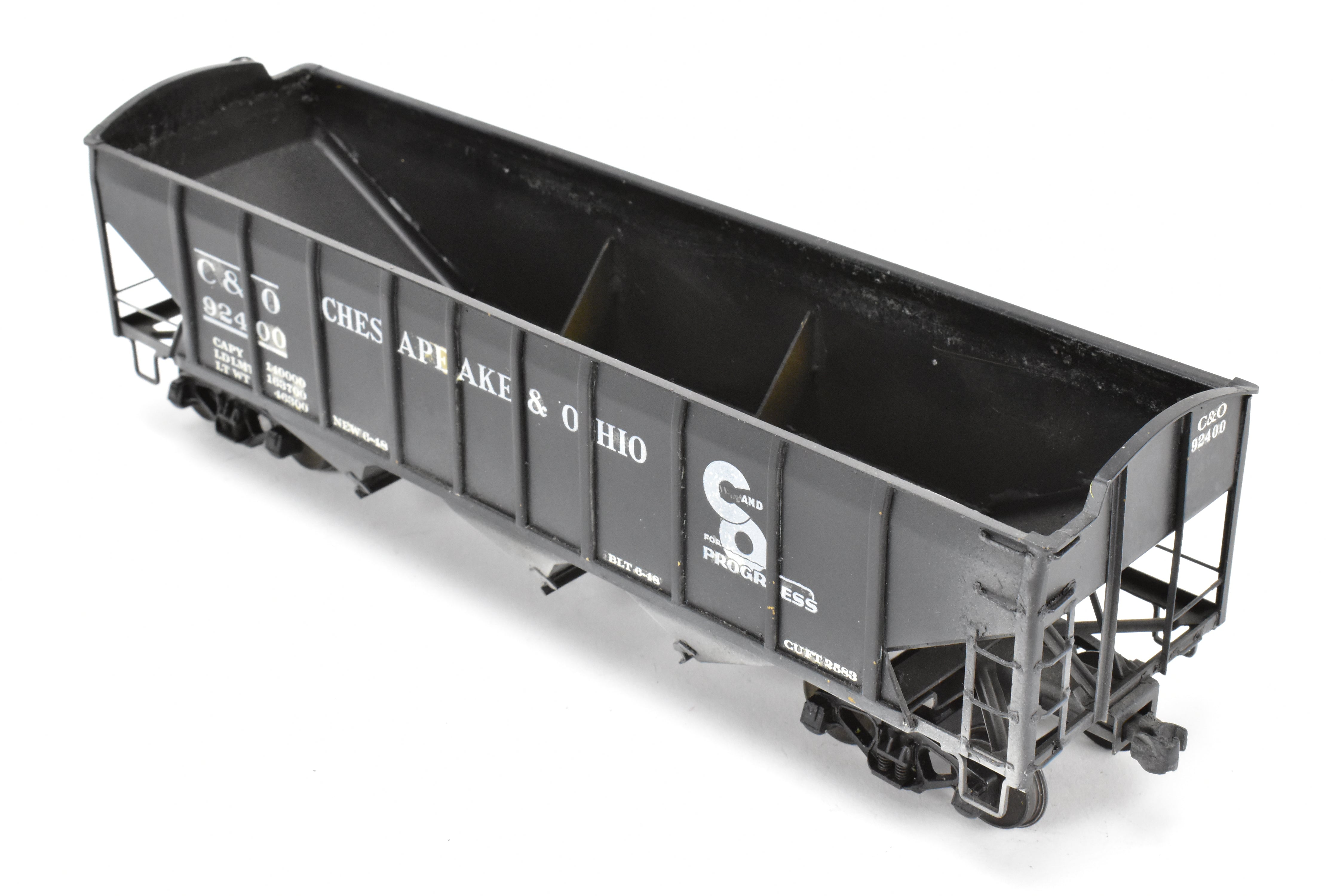 O Scale Model Train - Brass U.S. Hobbies Chesapeake & Ohio (C&O) ACF Welded Triple Hopper, Custom Painted with No. 92400, Without Original Box