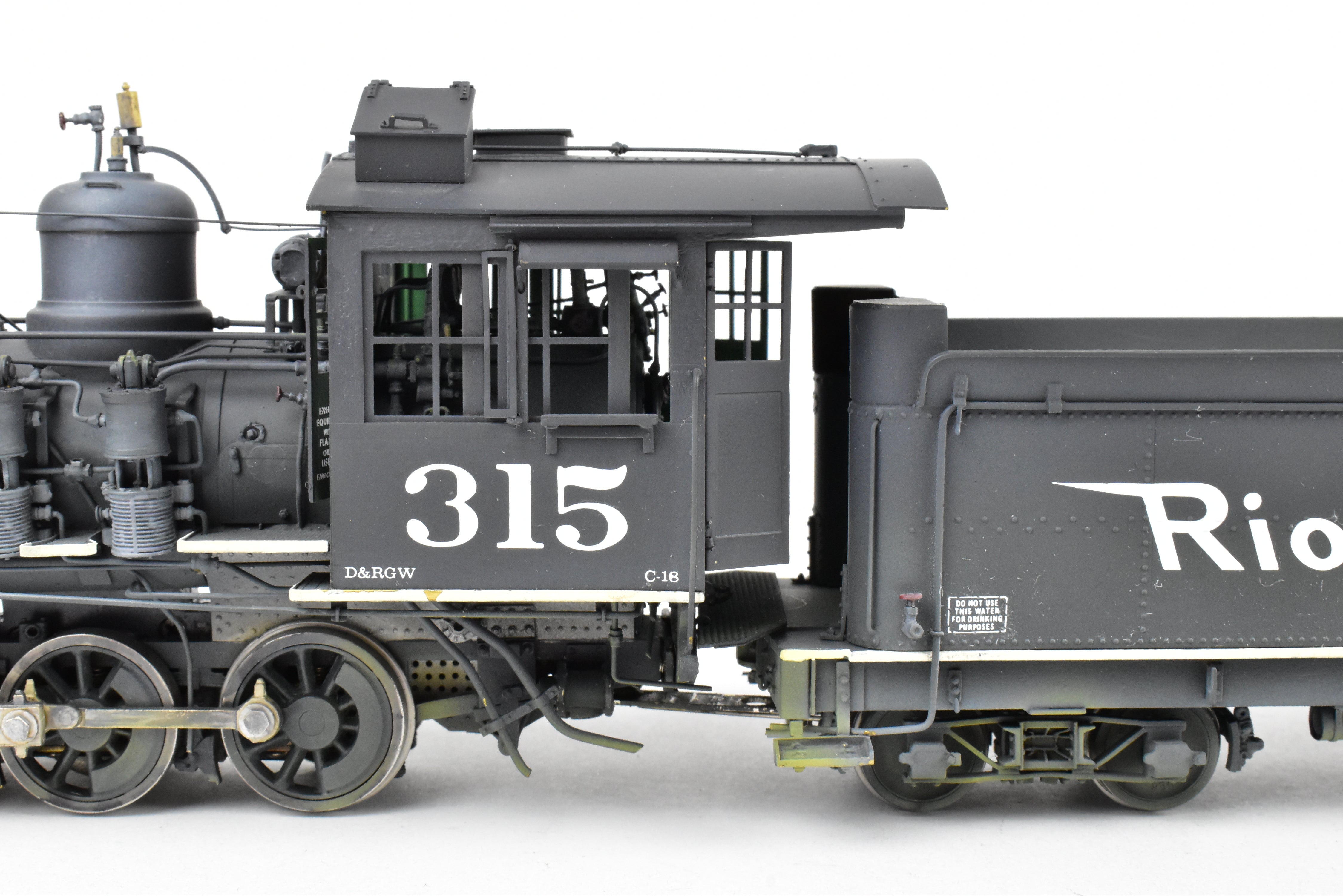 Brass OMI - Overland Models D&RGW C-18 2-8-0 #315 Weathered 1940s Switching Locomotive