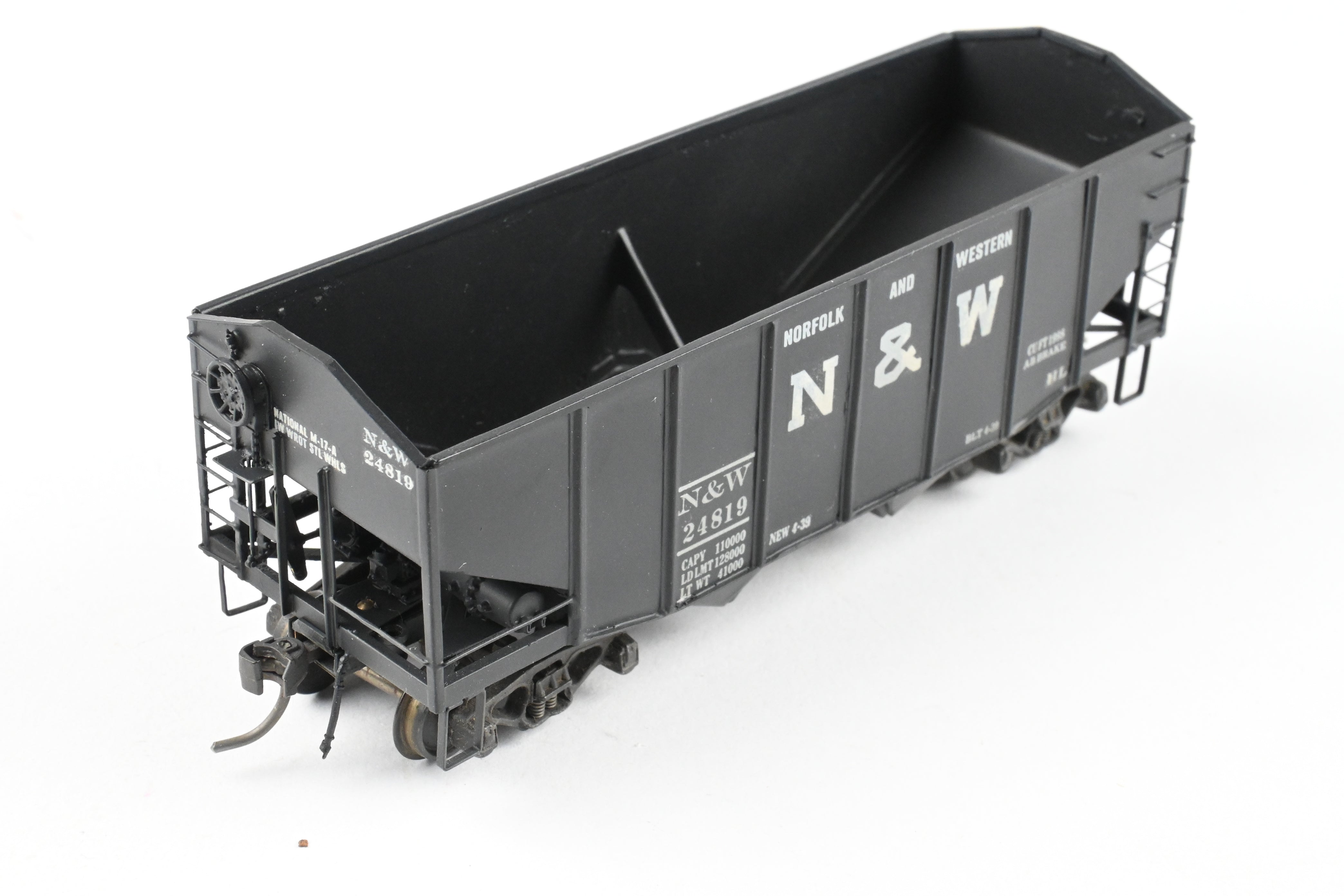 HO Scale Brass Custom Painted N&W (Norfolk & Western) 55-Ton 2-Bay Hopper Model for N&W Coal Trains - REBOXX Packaging