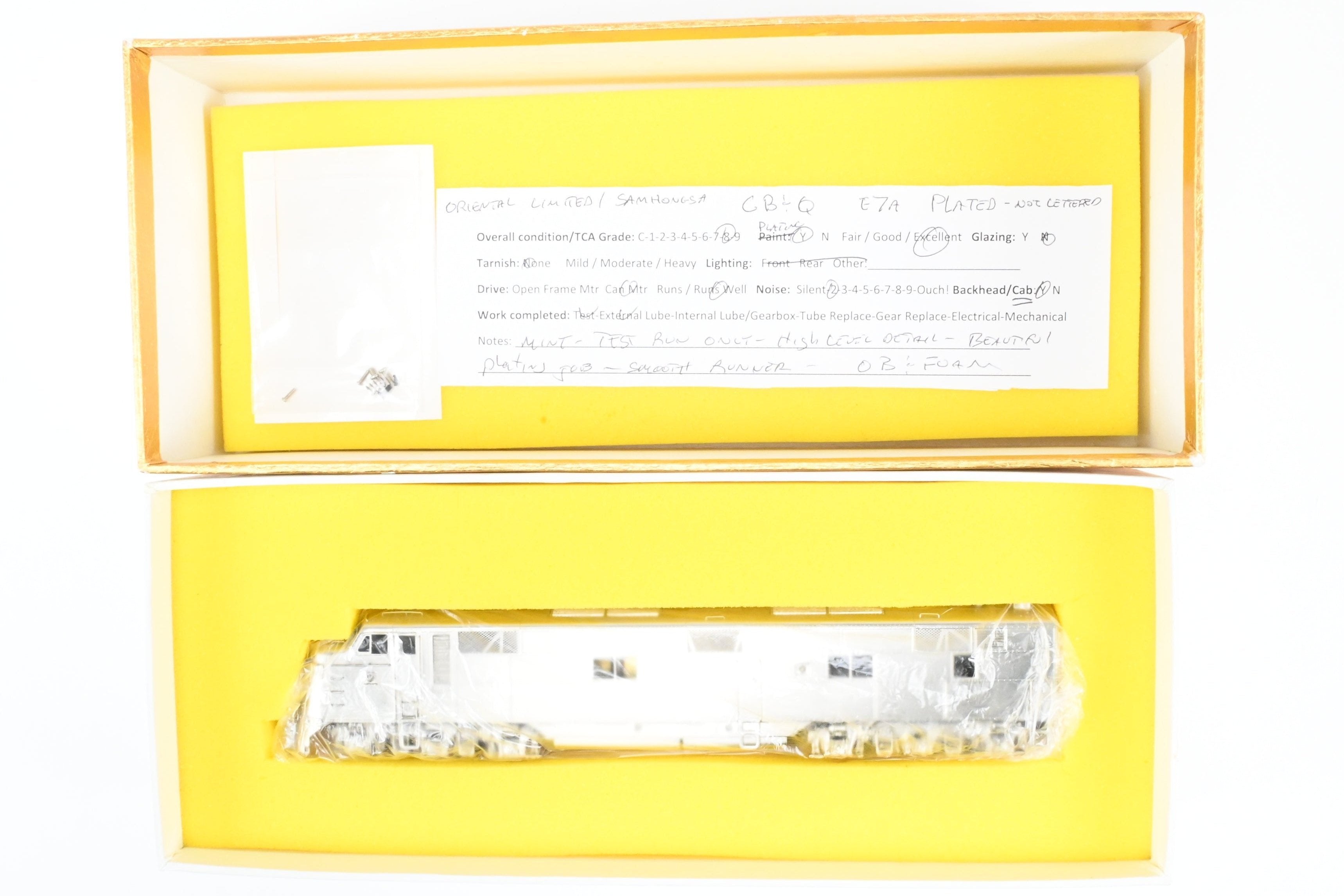 HO Scale Brass Model Train - Oriental Limited CB&Q - Burlington Route EMD E7A with 2000 HP Factory Plated Version