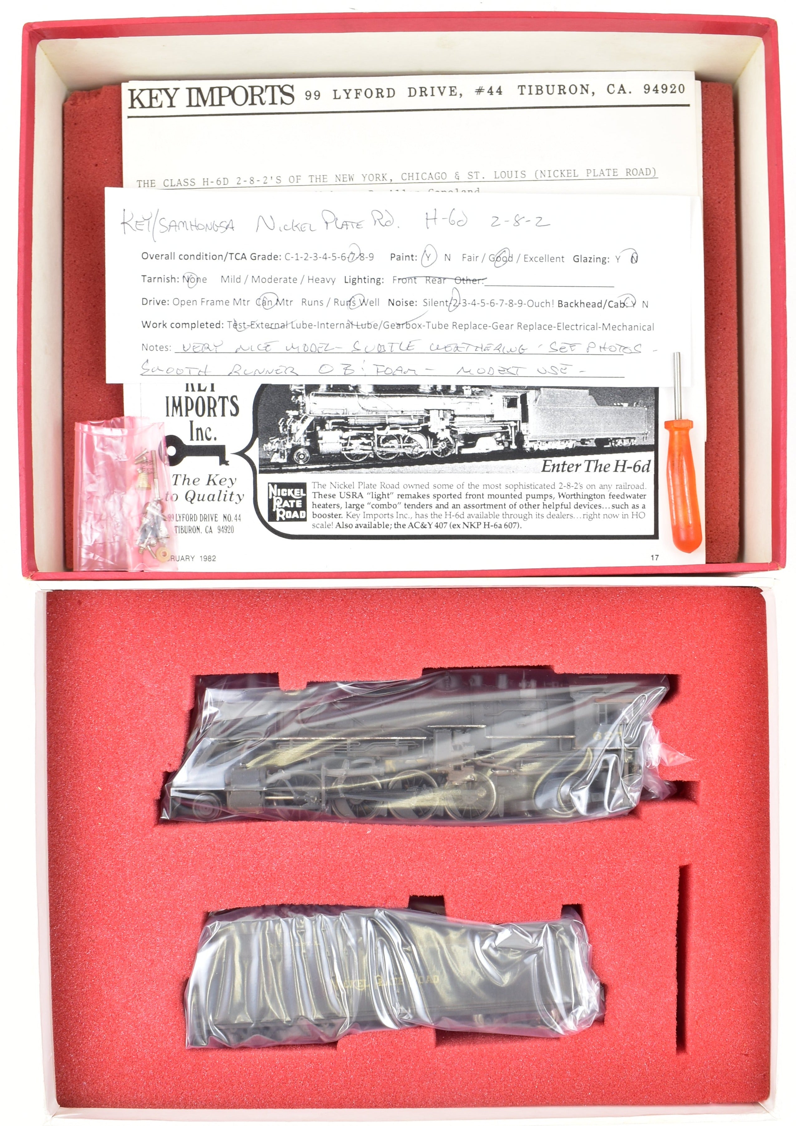 HO Scale Brass NKP - Nickel Plate Road H - 6d 2 - 8 - 2 Mikado CP No. 627 Model