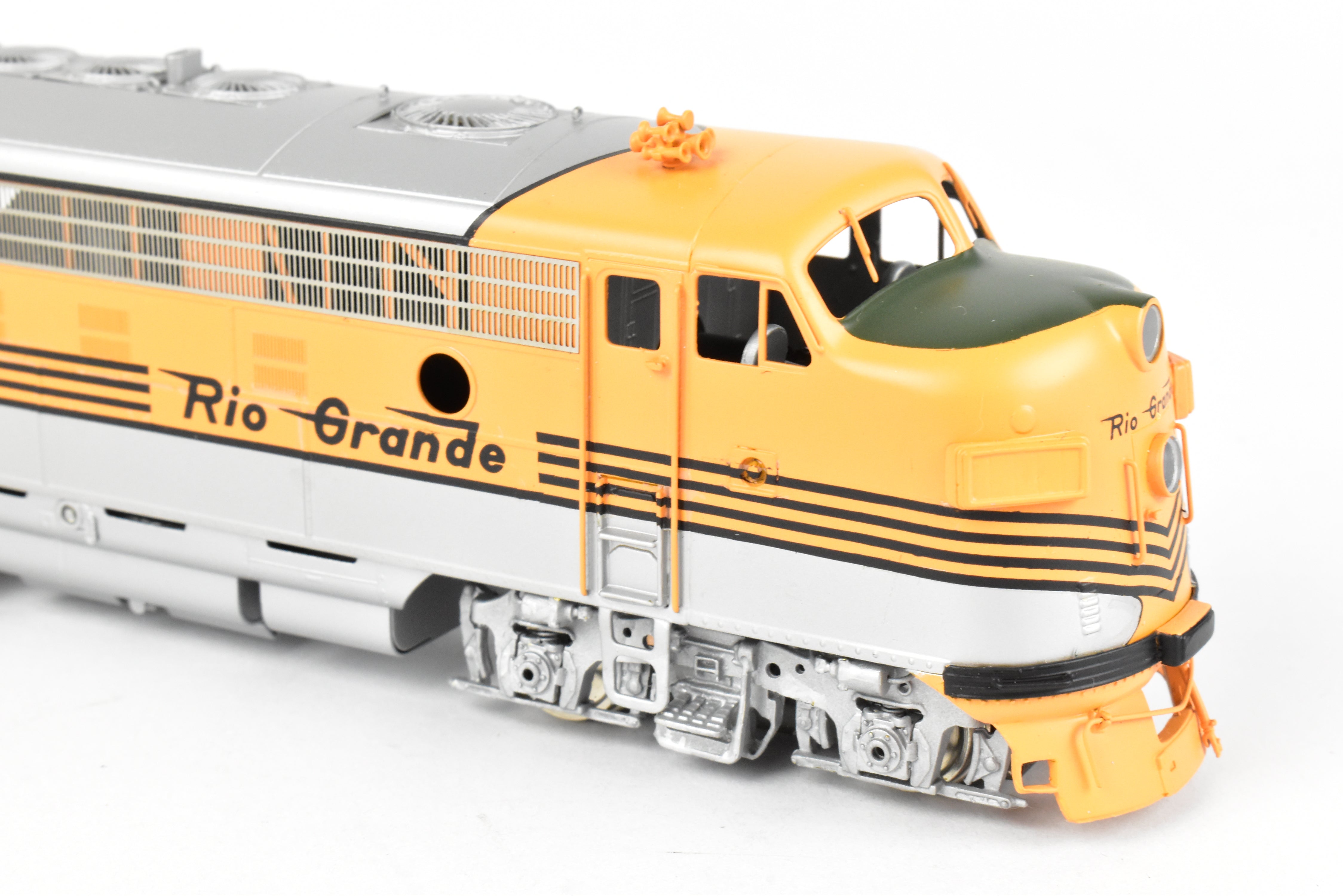 HO Brass Oriental Limited D&RGW EMD F7 A/B/B/A Set, 1500 HP, 5-Stripe Paint