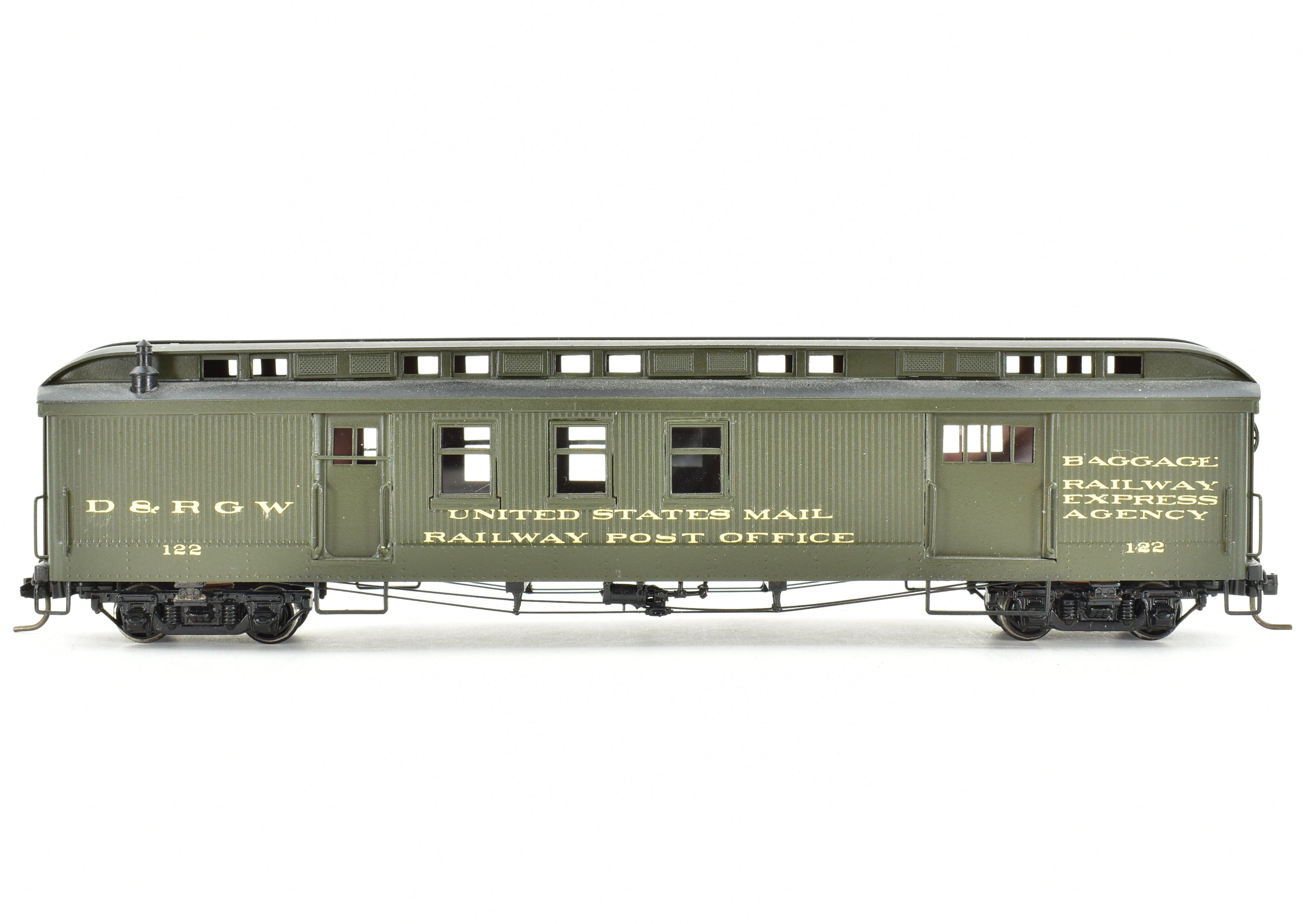 HOn3 Scale Custom-Painted Brass D&RGW - Denver & Rio Grande Western RPO Car by NJ Custom Brass, No Original Box