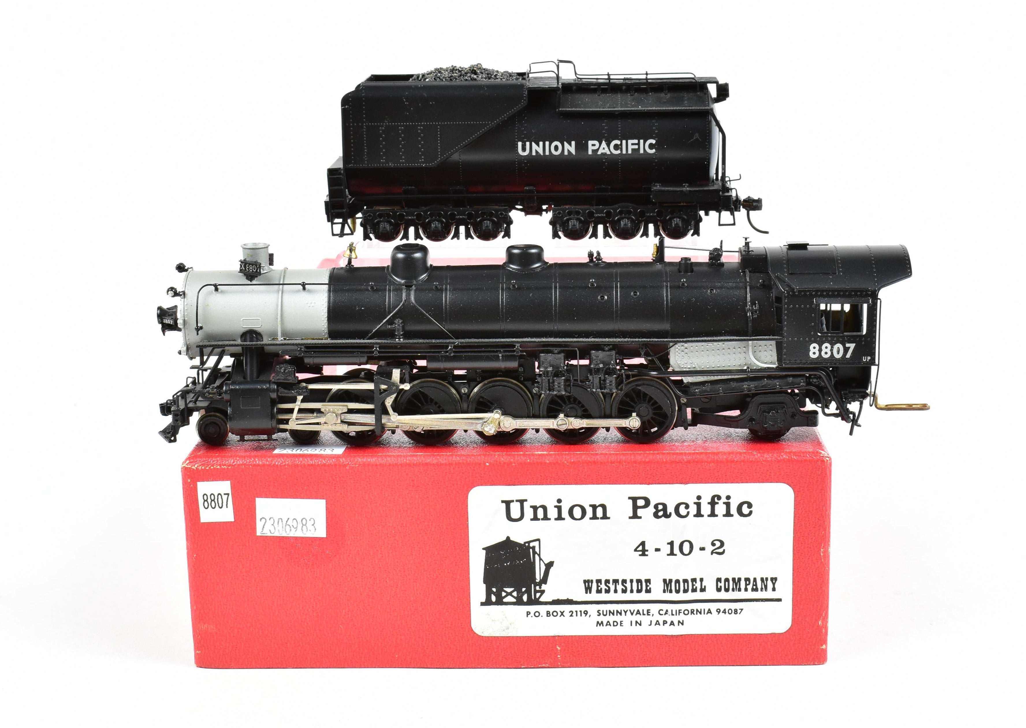 HO Scale Brass Train Model by Westside Model Co., Union Pacific 8800 Class 4-10-2 Locomotive, Custom Painted with Number 8807