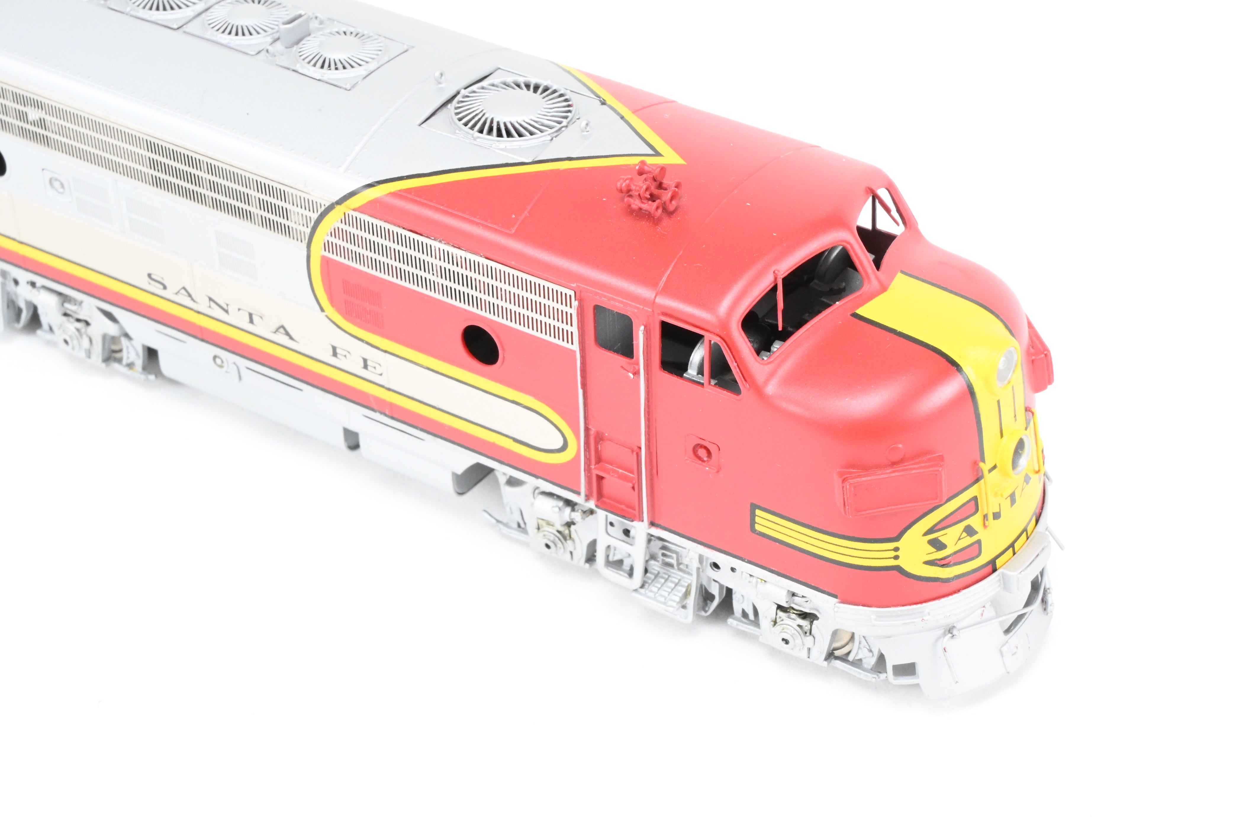 HO Scale Brass Model Train Oriental Limited ATSF - Santa Fe EMD F7 Phase II 1500 HP A/B/B/A Set with Factory Plated and Painted Finish