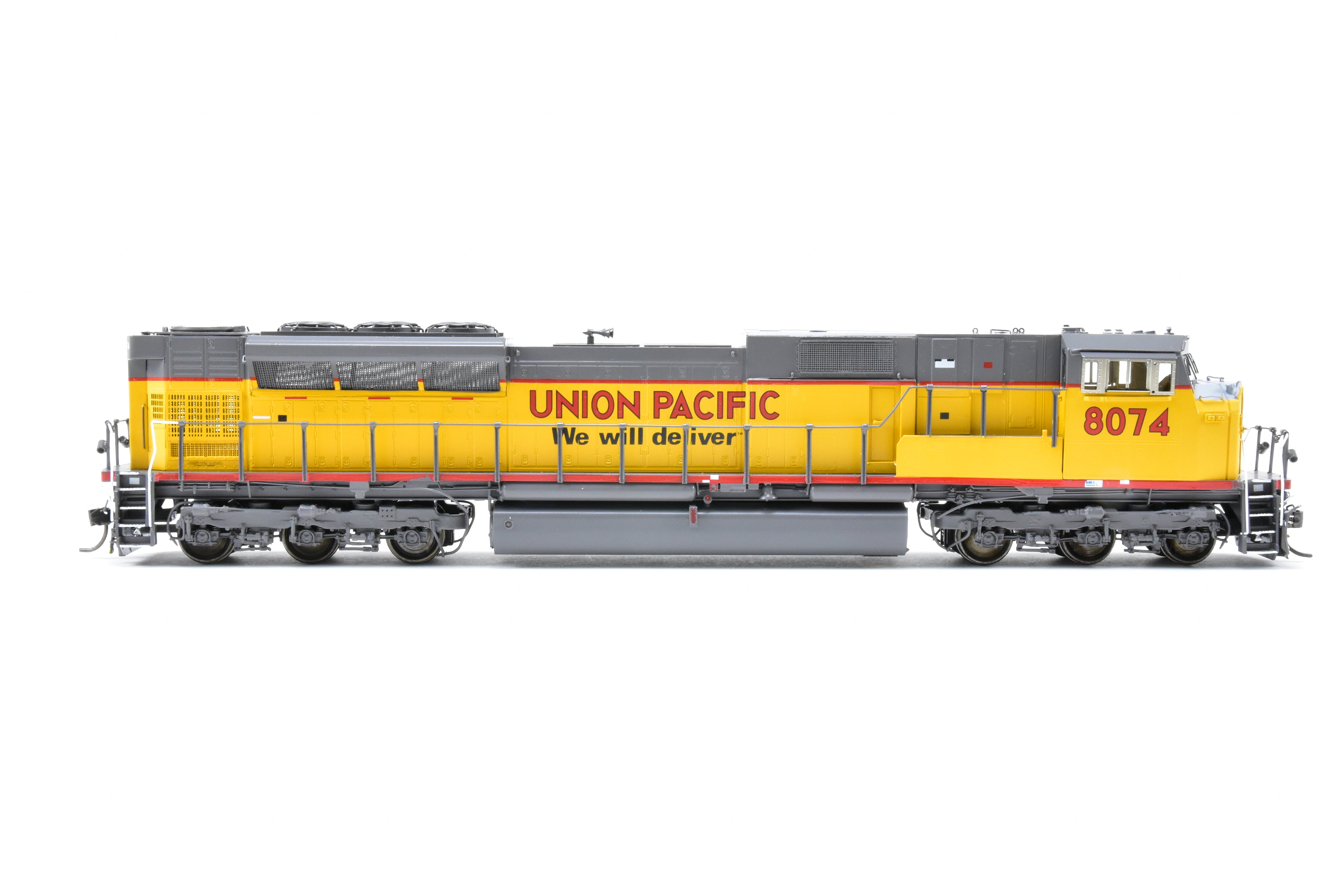 HO Scale Brass Union Pacific EMD SD90/43M Model Train with 'We Will Deliver' Slogan, FP #8074 by Overland Models, Inc.