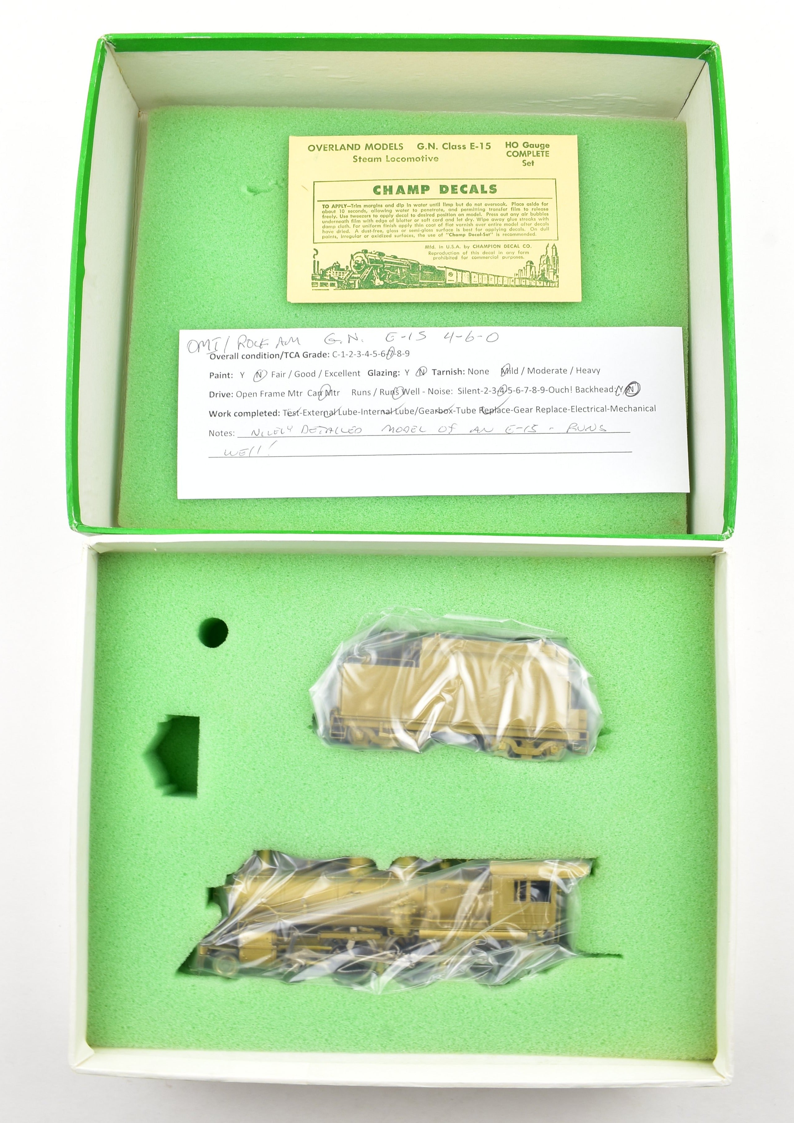 HO Scale Brass OMI - Overland Models Inc. Great Northern 4-6-0 E-15 Locomotive Model