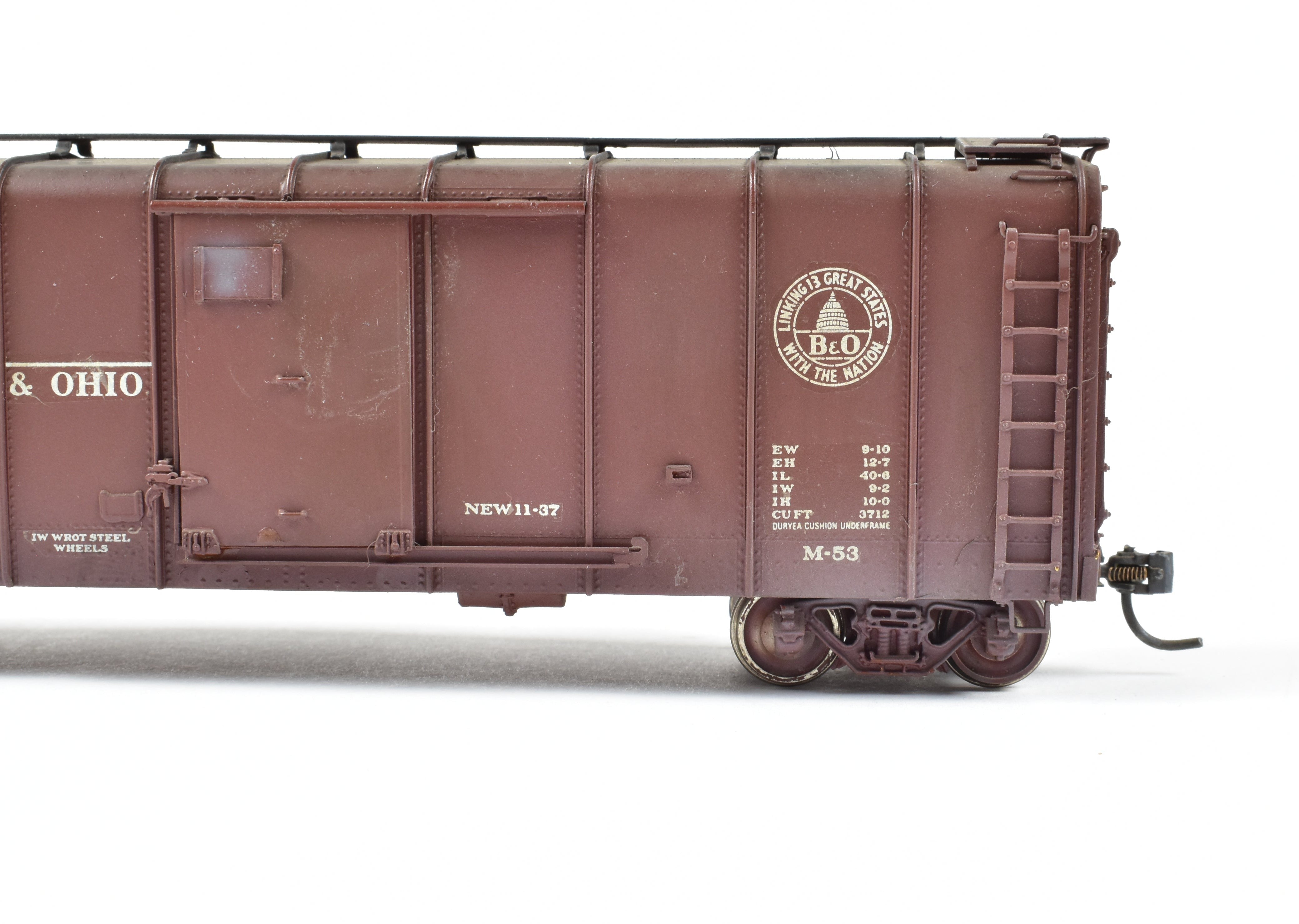 HO Brass OMI B&O M-15 Wagon Top Boxcar, Custom Painted & Weathered