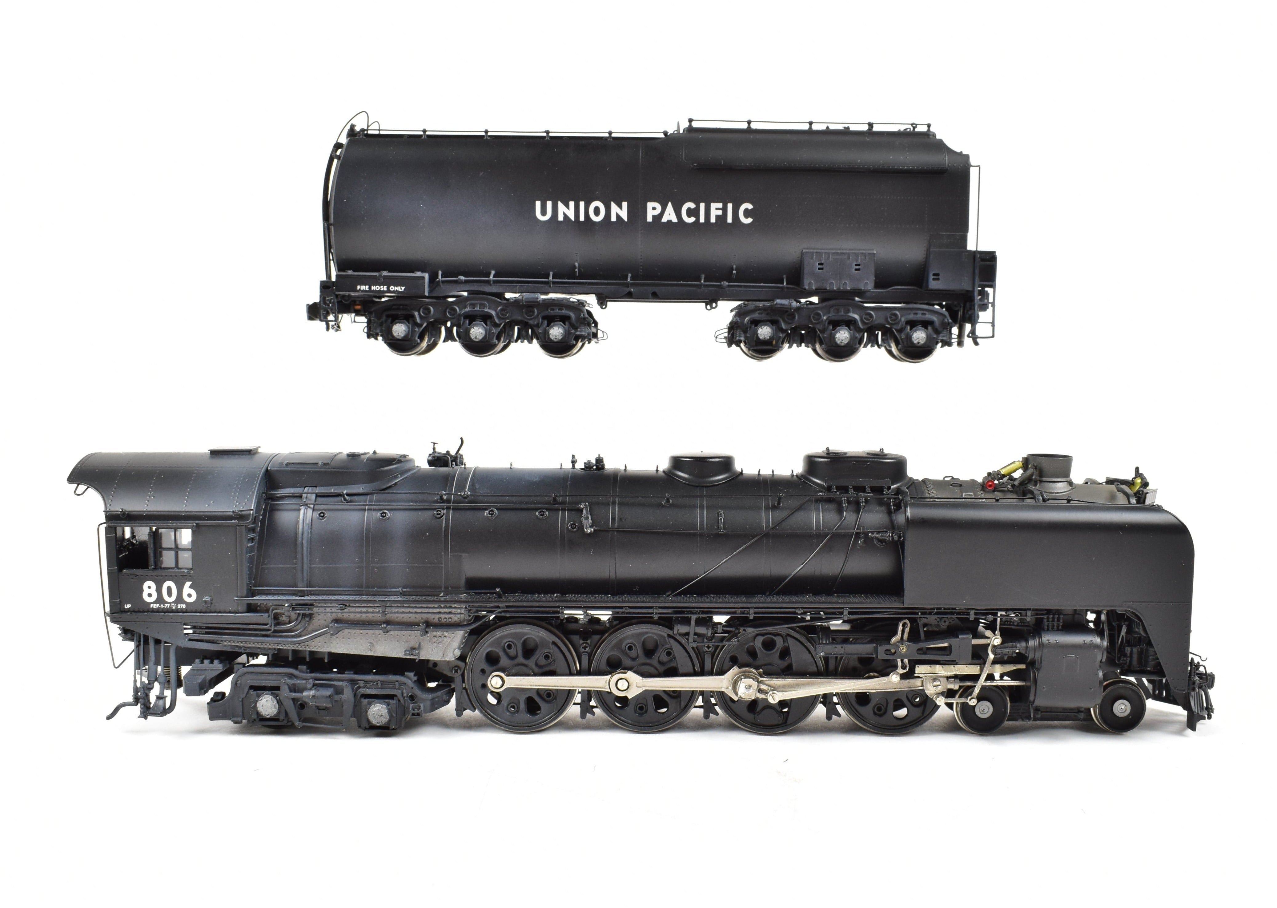 HO Scale Brass Model Train - Overland Models Inc. Union Pacific FEF - 1 4 - 8 - 4 Locomotive No. 806 with Light Weathering and Factory Painting
