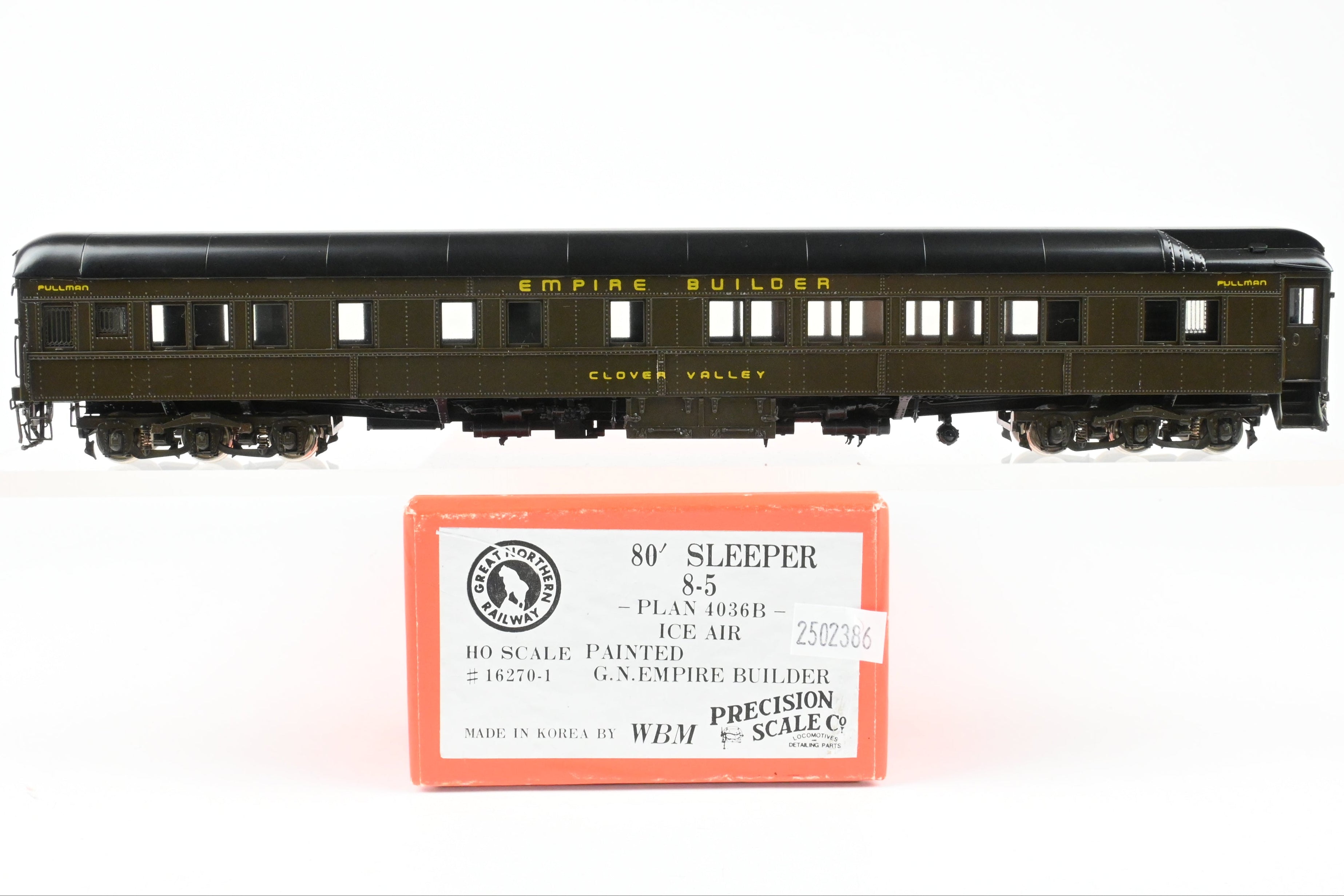 High - Quality HO Scale Brass Precision Scale Co. Great Northern Pullman 80 - Foot Sleeper Model with 8 - 5 Plan 4036b Ice Air FP Design