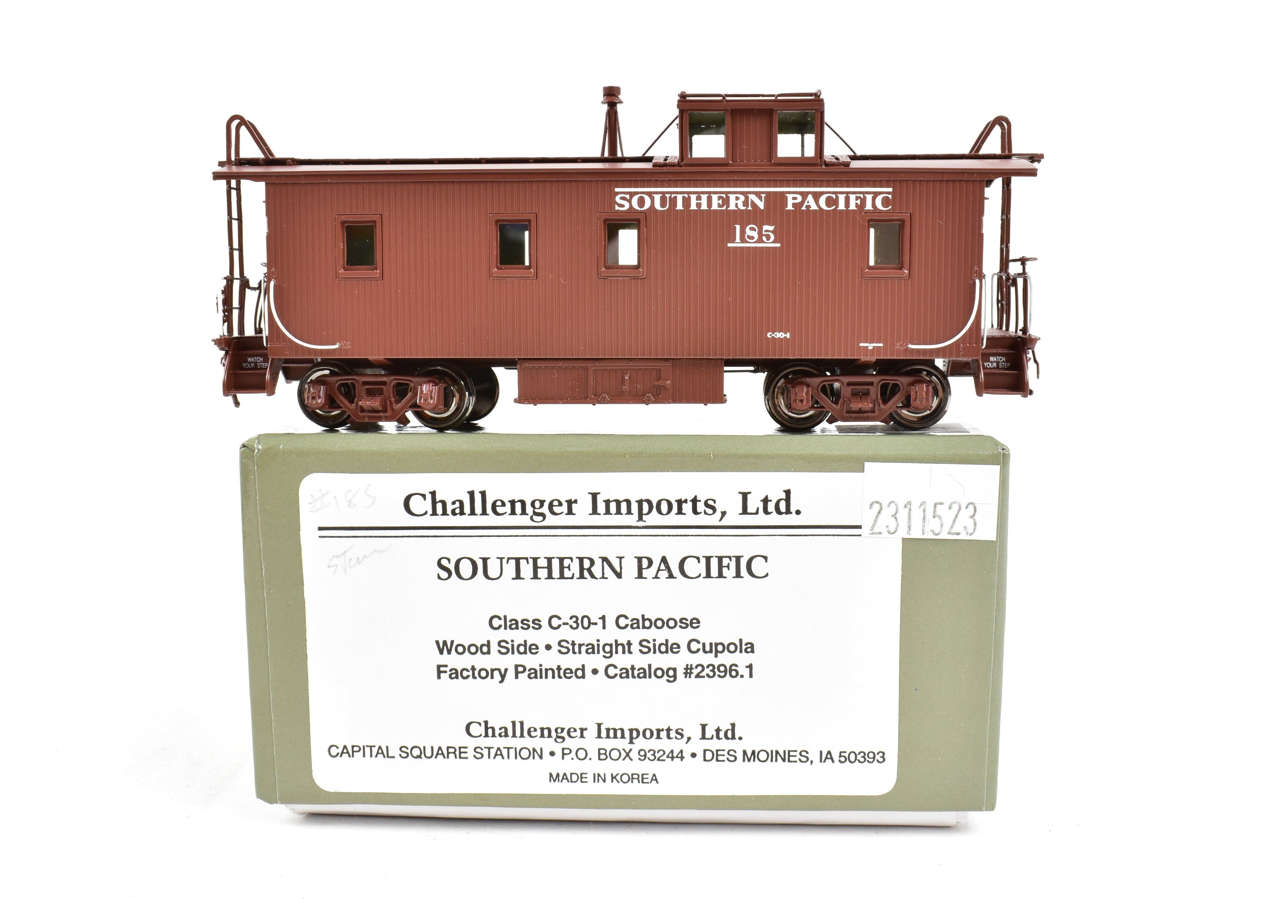 HO Scale Brass CIL Southern Pacific Wood Side Caboose Straight Side Cupola Class C - 30 - 1 Model Train FP No. 185 by Challenger Imports