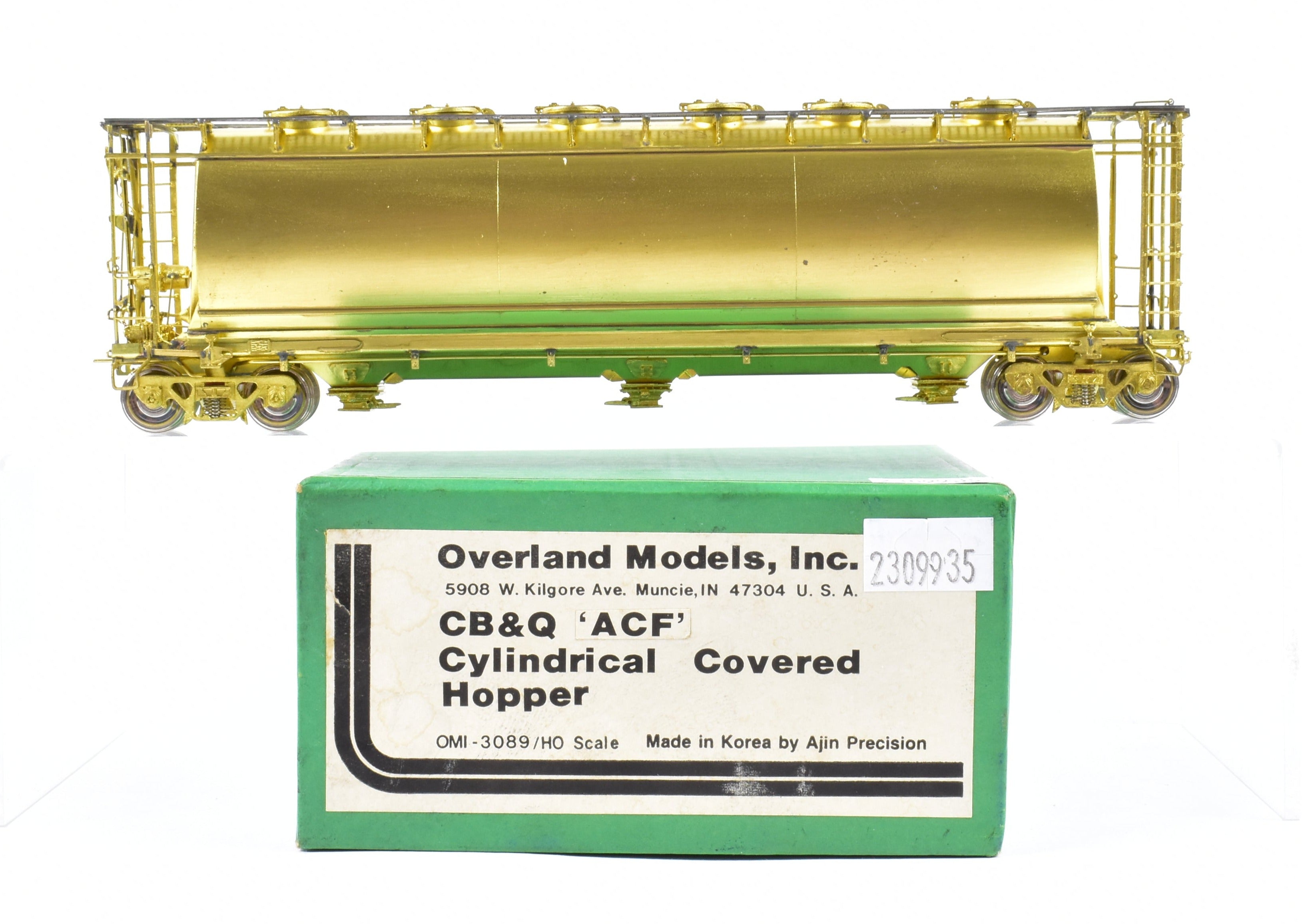 HO Scale Brass Model Train - OMI (Overland Models, Inc.) CB&Q - Burlington Route ACF Cylindrical Covered Hopper for Model Railroad Enthusiasts