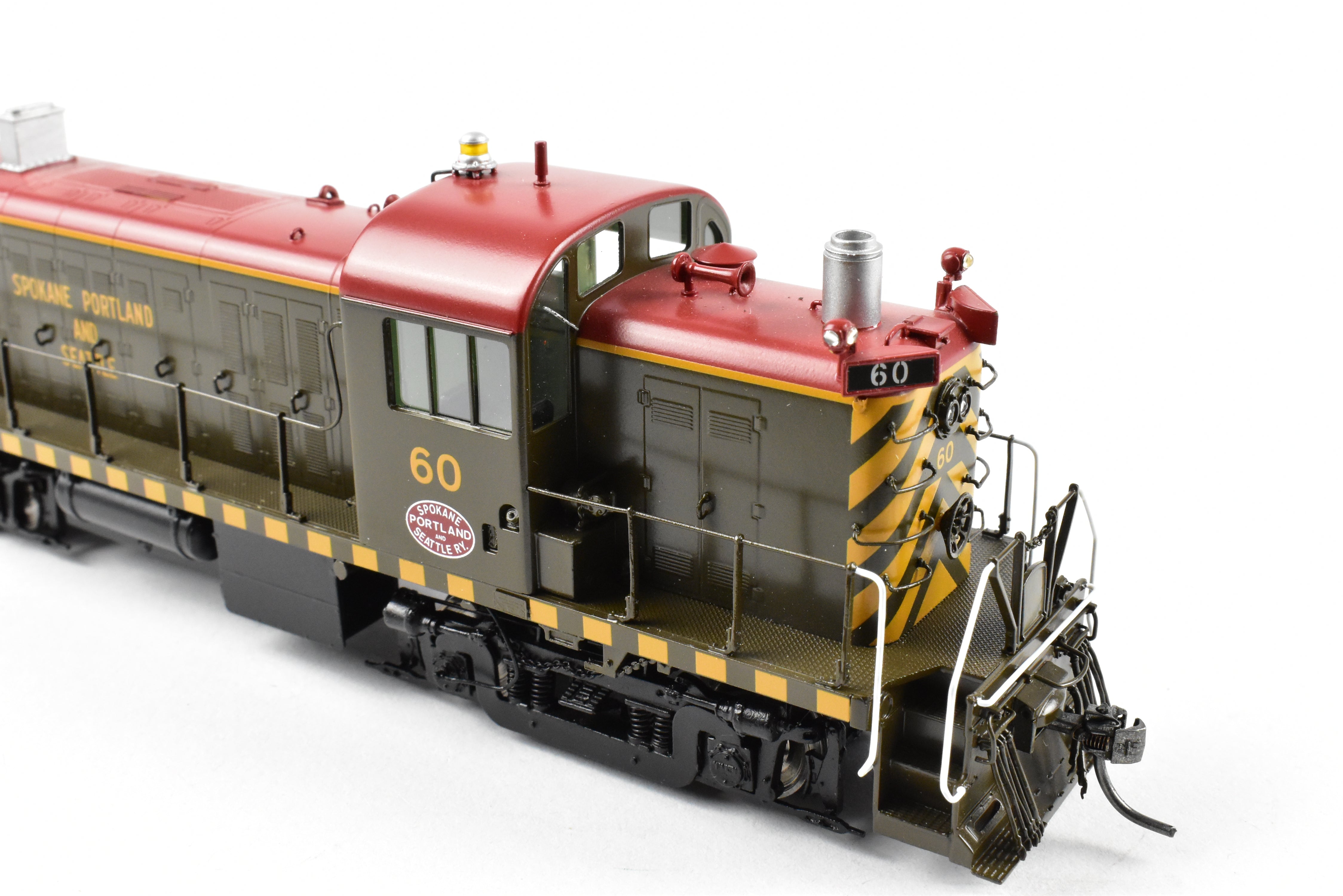 HO Scale Brass Model Train Engine - Division Point (DVP) SP&S (Spokane Portland & Seattle) Alco RS - 2 Factory Painted Tiger - Stripe Engine #60