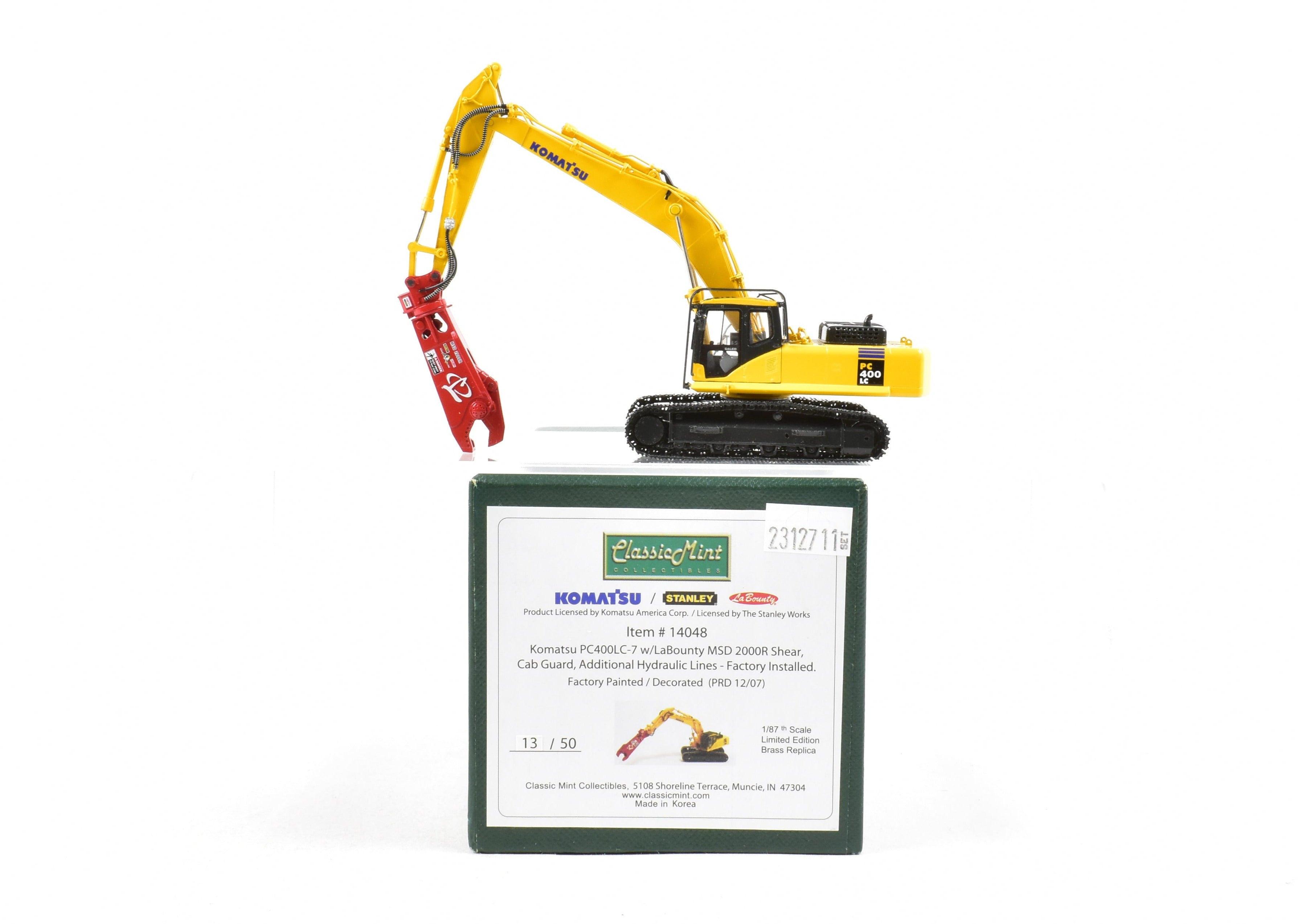 High - Quality HO Scale Brass Construction Model - Classic Mint Collectibles Komatsu PC400LC - 7 Excavator with LaBounty MSD 2000R Shear for Fine Collecting