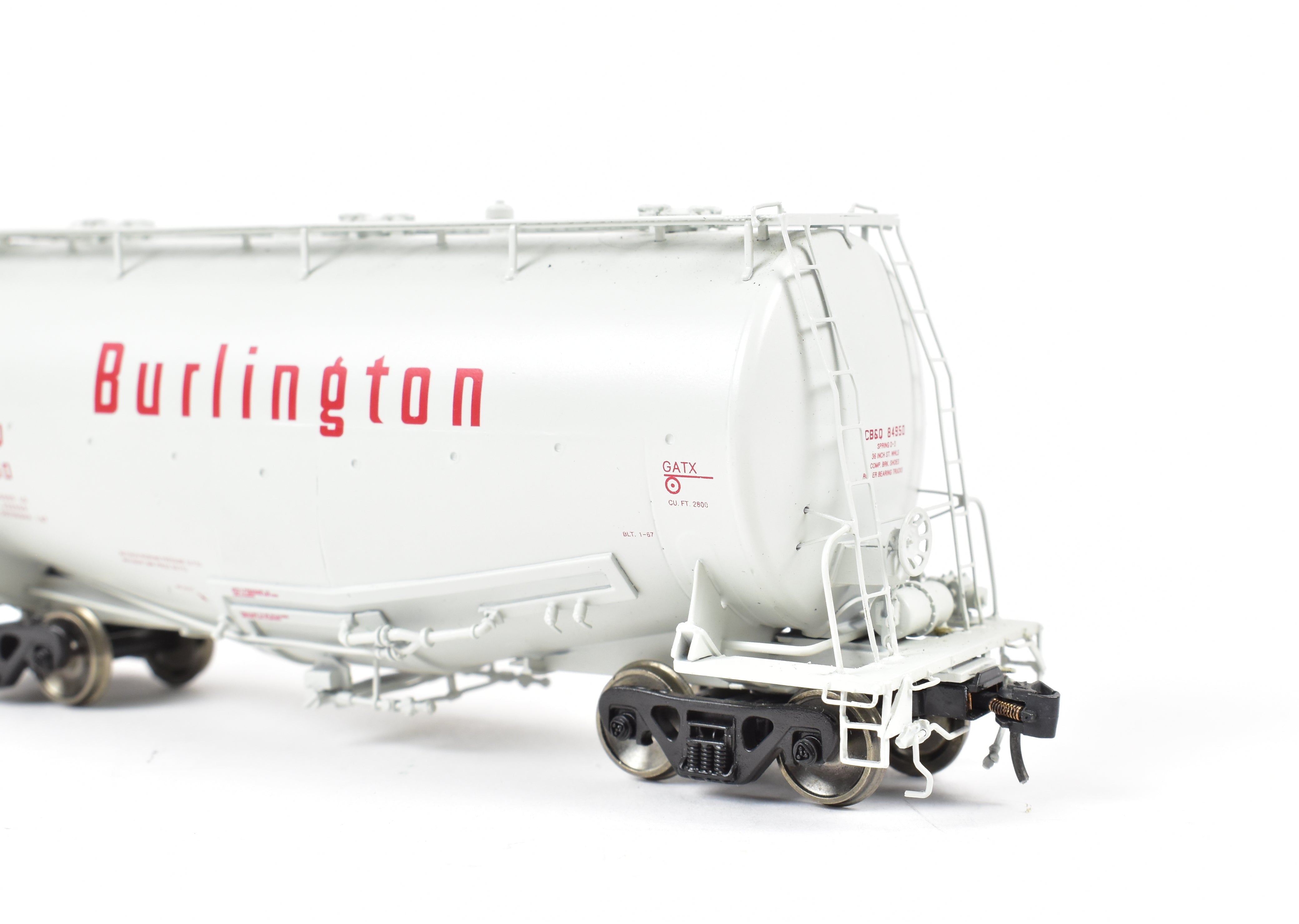 High - Quality HO Scale Brass Construction CON Railway Classics CB&Q - Burlington Route GATX Pressure Slide Whale Belly Cement Hopper Model FP CB&Q 84950
