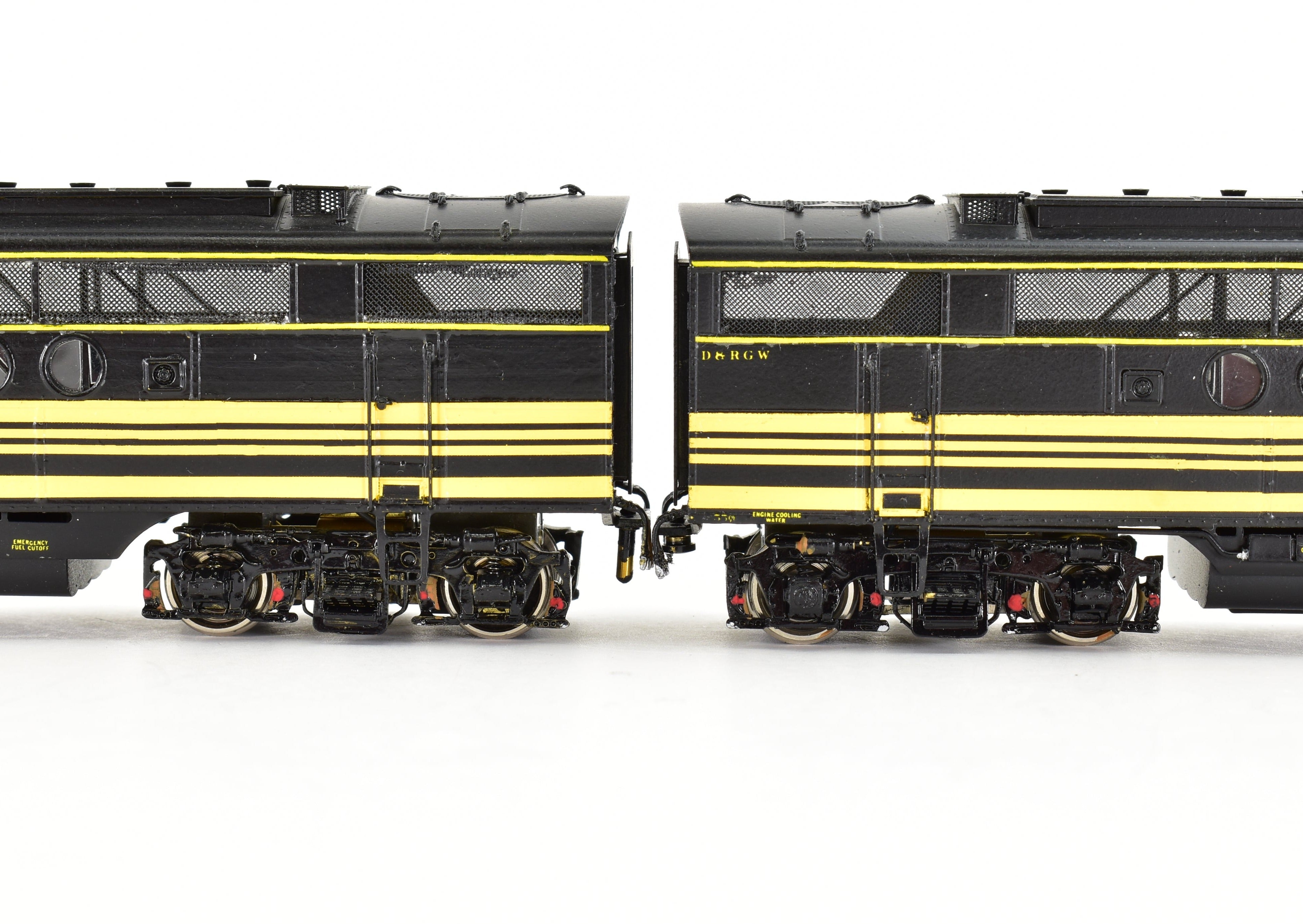 HO Scale Brass Model Train Set by Overland Models Inc. (OMI) - Custom Painted Denver & Rio Grande Western (D&RGW) EMD FT - A and FT - B Locomotive Set