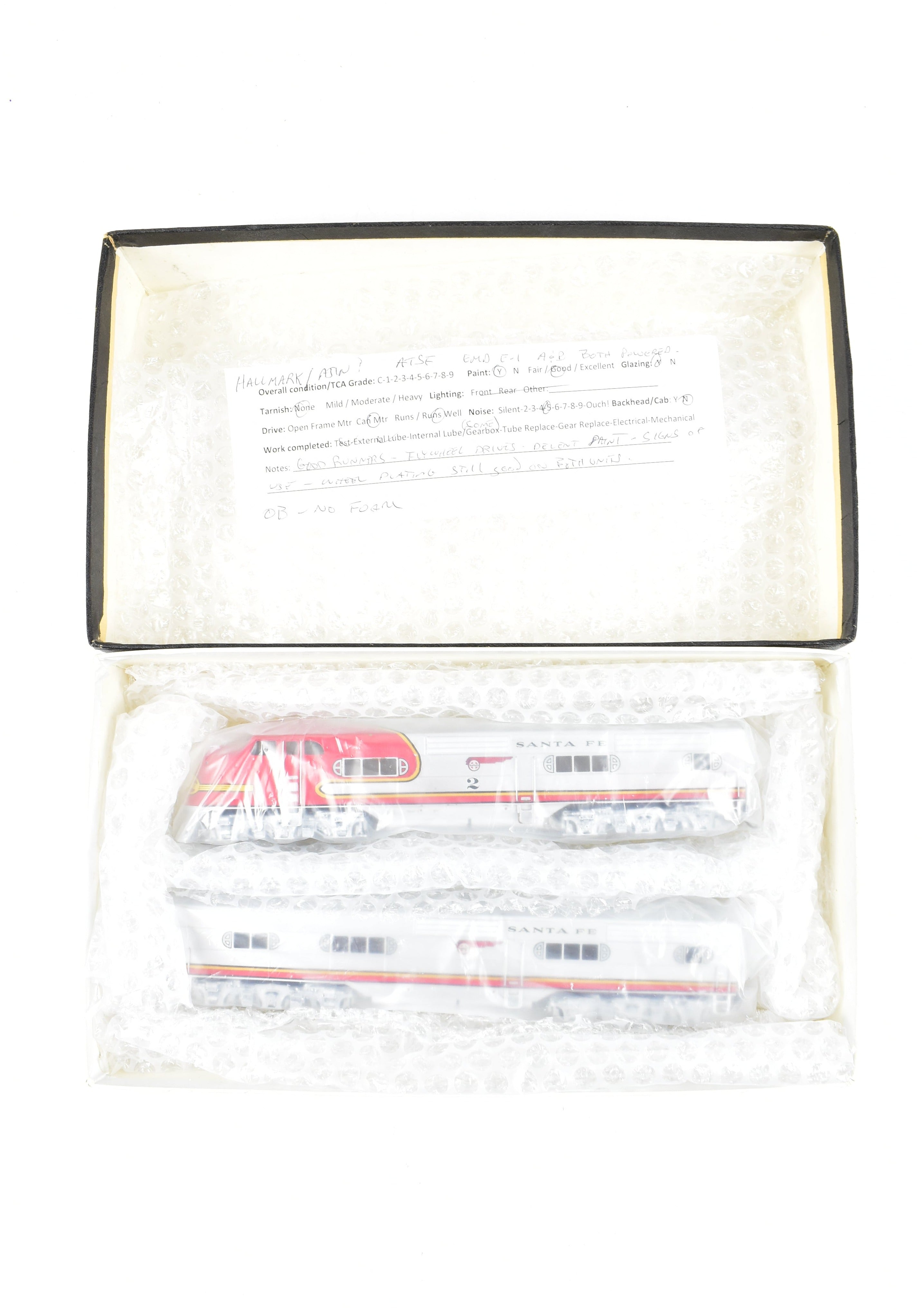 HO Scale Brass Hallmark Model Train Sets - ATSF Santa Fe EMC E - 1 A/B Powered Set with Upgraded Drives and Custom Painting
